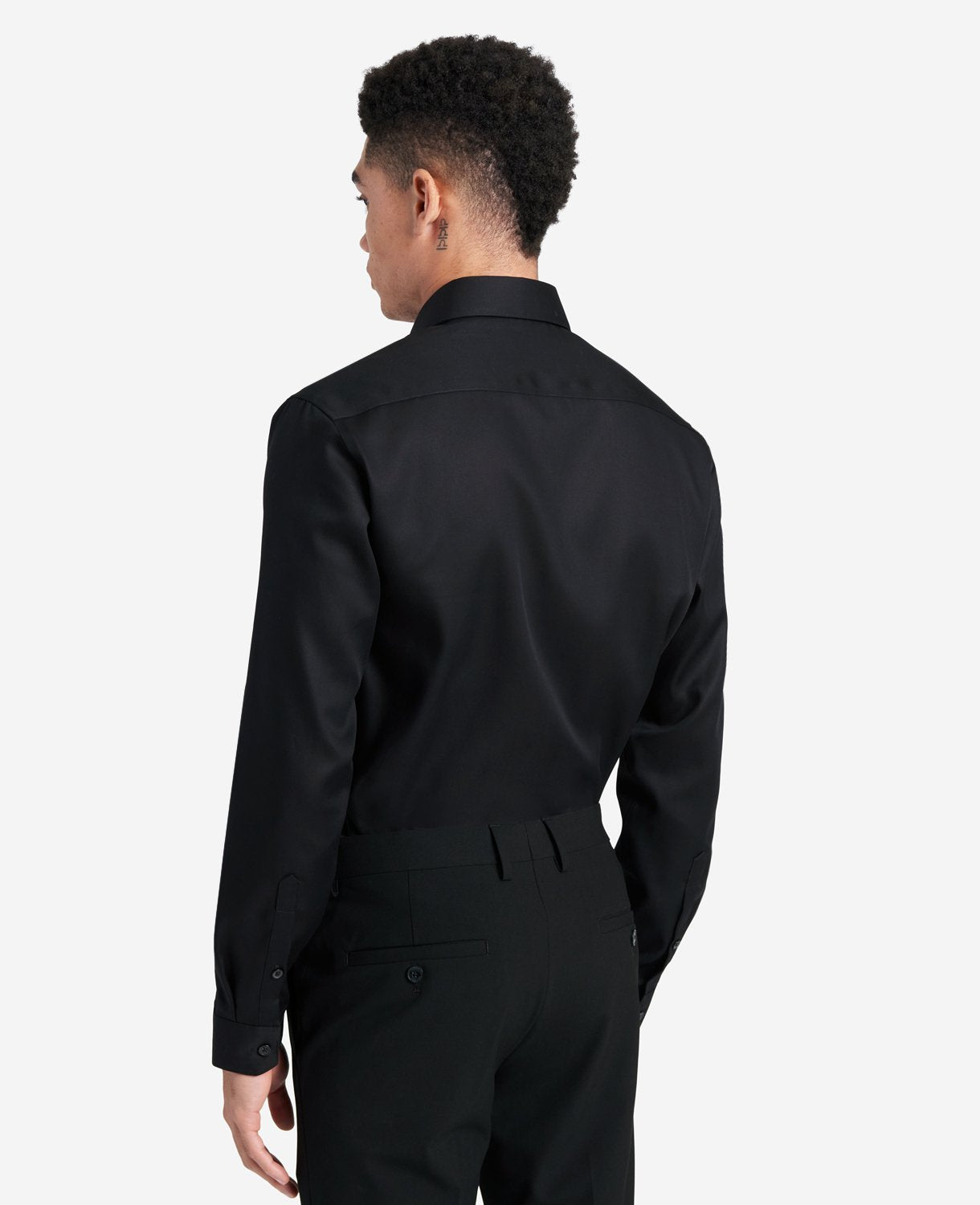 Kenneth Cole Reaction Clothing Slim-Fit Button-Down Stretch Dress Shirt with TEK FIT camicia nera