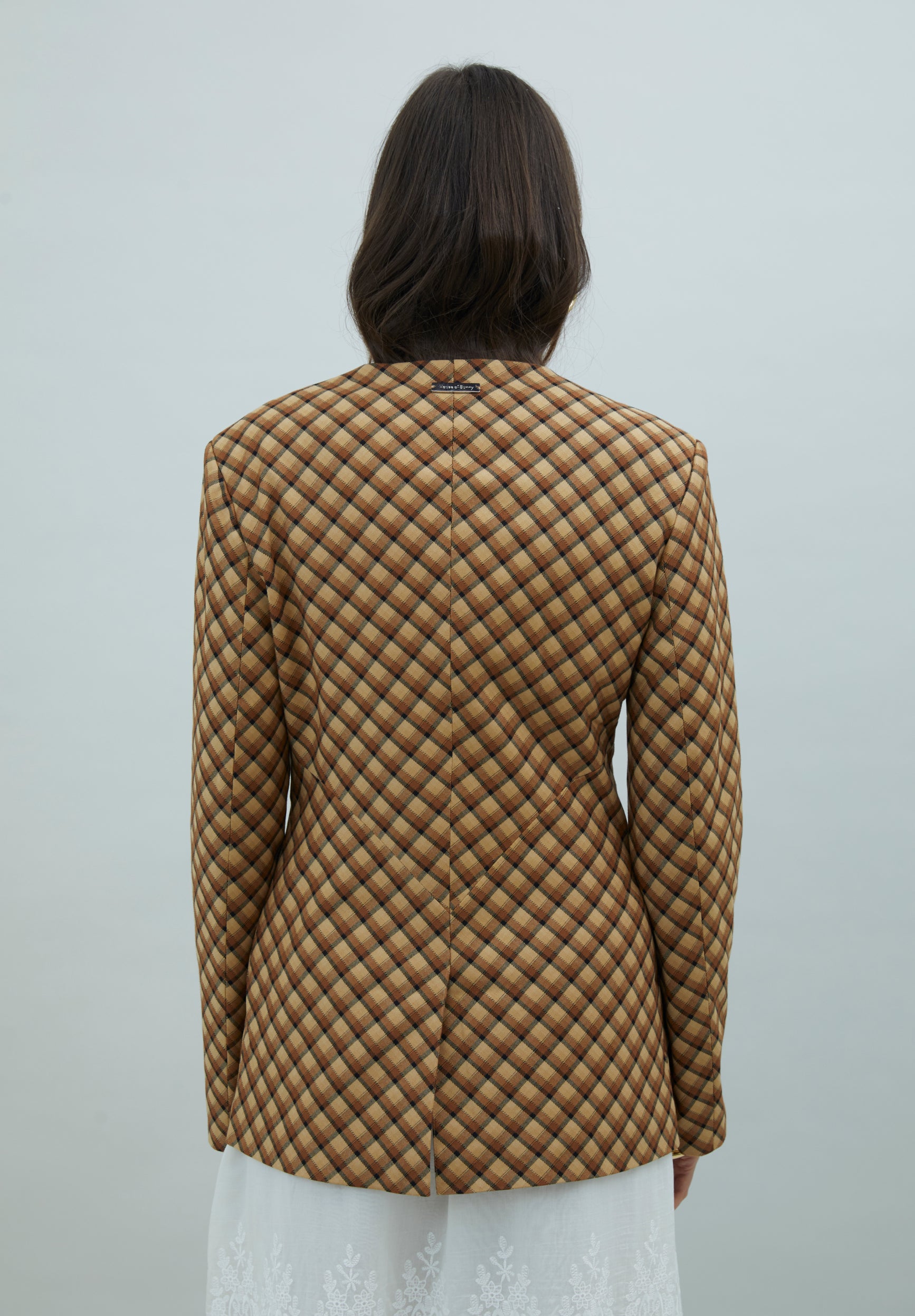 House Of Sunny Women's Jackets CHECK COLLARLESS BLAZER blazer a quadri taglie UK 6-18