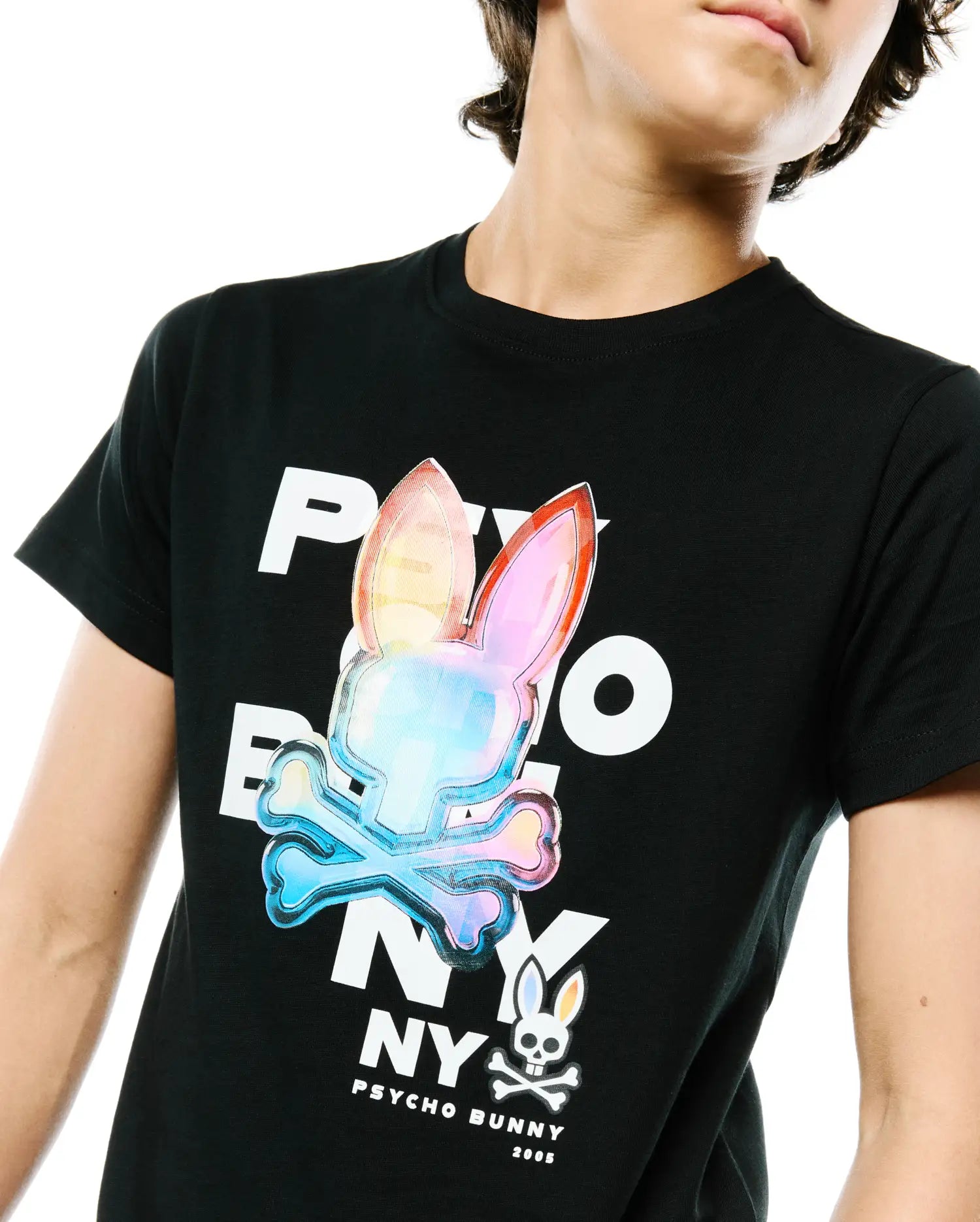 Psycho Bunny Kids Tees KIDS KENJI GRAPHIC TEE KT0200315 maglietta nera in cotone Pima