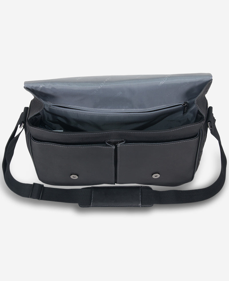 Kenneth Cole Reaction Bags Colombian Leather Crossbody Messenger Bag borsa a tracolla nera