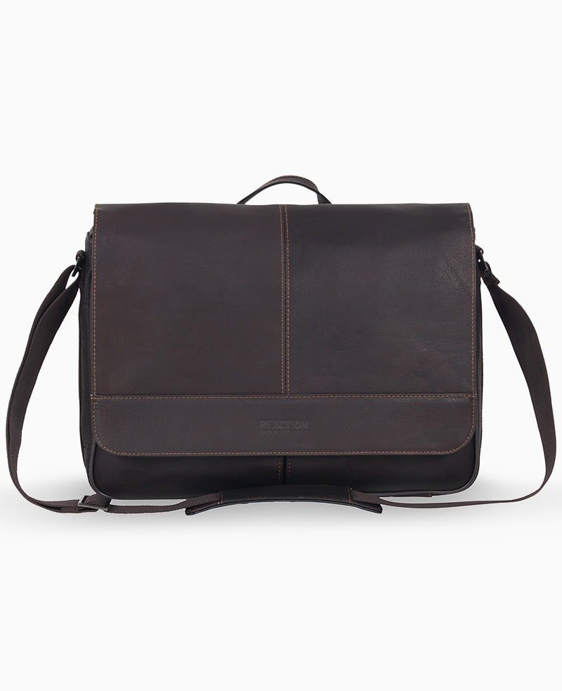 Kenneth Cole Reaction Colombian Leather borsa messenger marrone in pelle