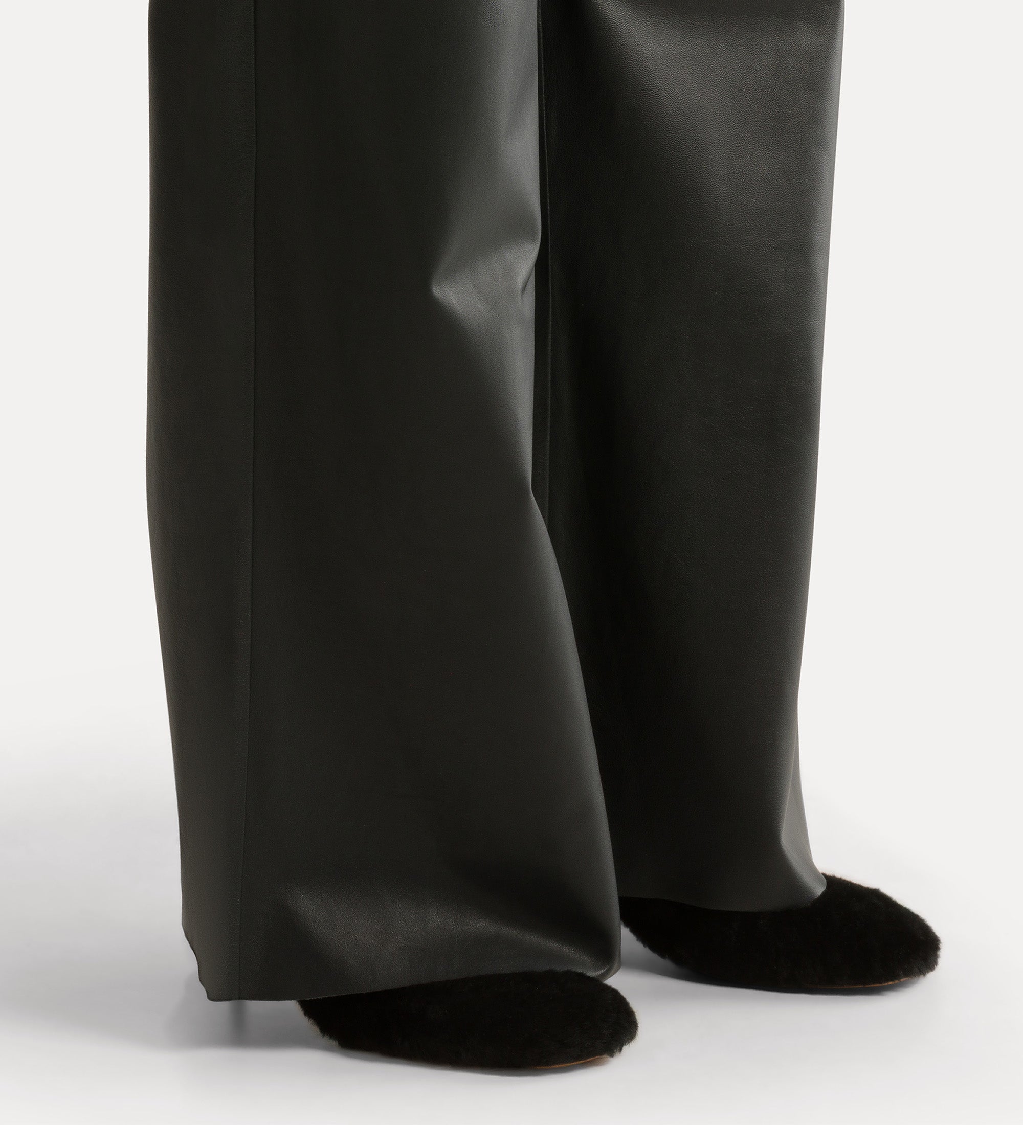 Forte pantaloni in nappa a vita alta petrolio