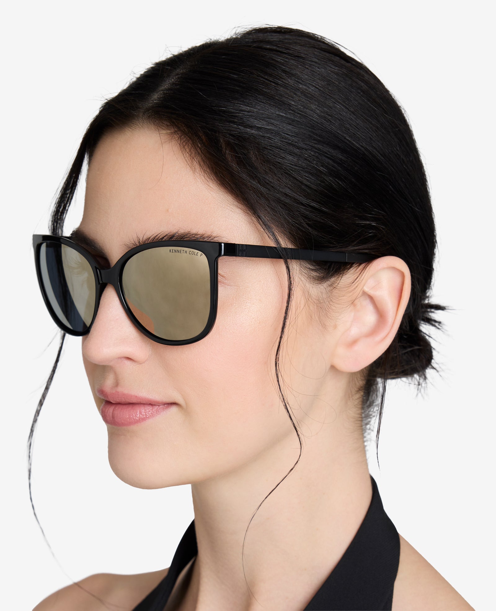 Kenneth Cole Reaction Sunglasses & Eyewear Square Ultem Sunglasses occhiali da sole neri polarizzati