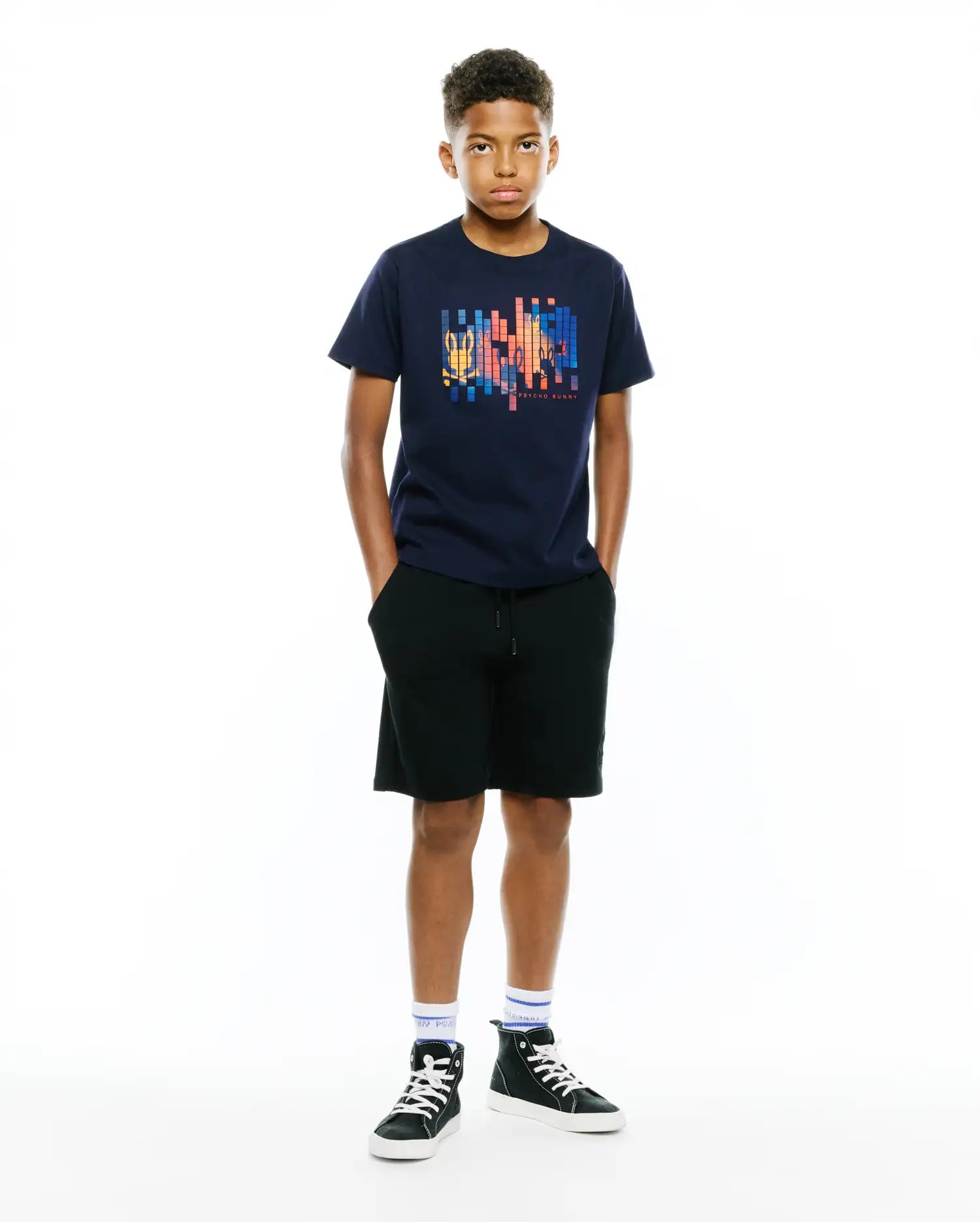 Psycho Bunny Kids Tees Zander Graphic Tee T-shirt blu 100% Pima