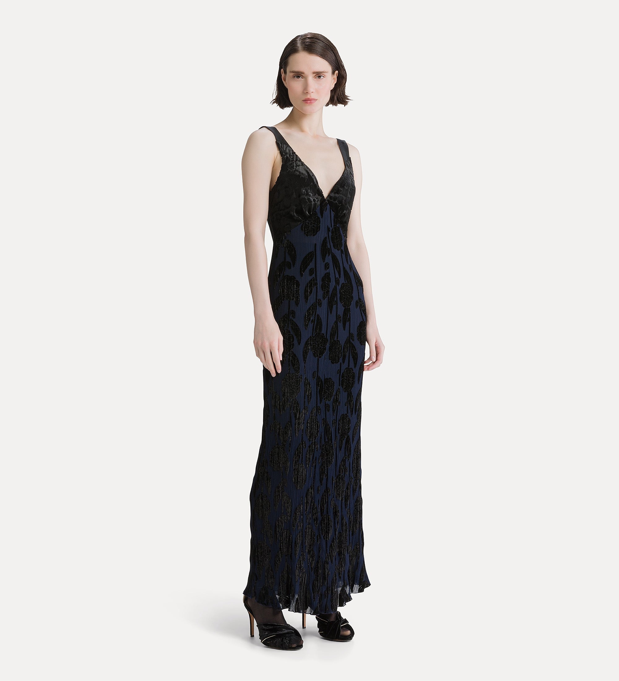 Forte abiti Roses abito slip lungo in velluto nero
