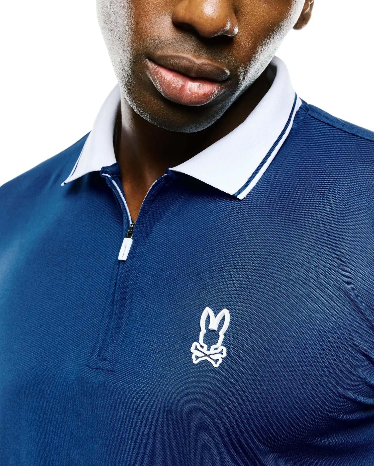 Psycho Bunny Men's Polos Odin Zip Sport Polo polo blu Navy Peony