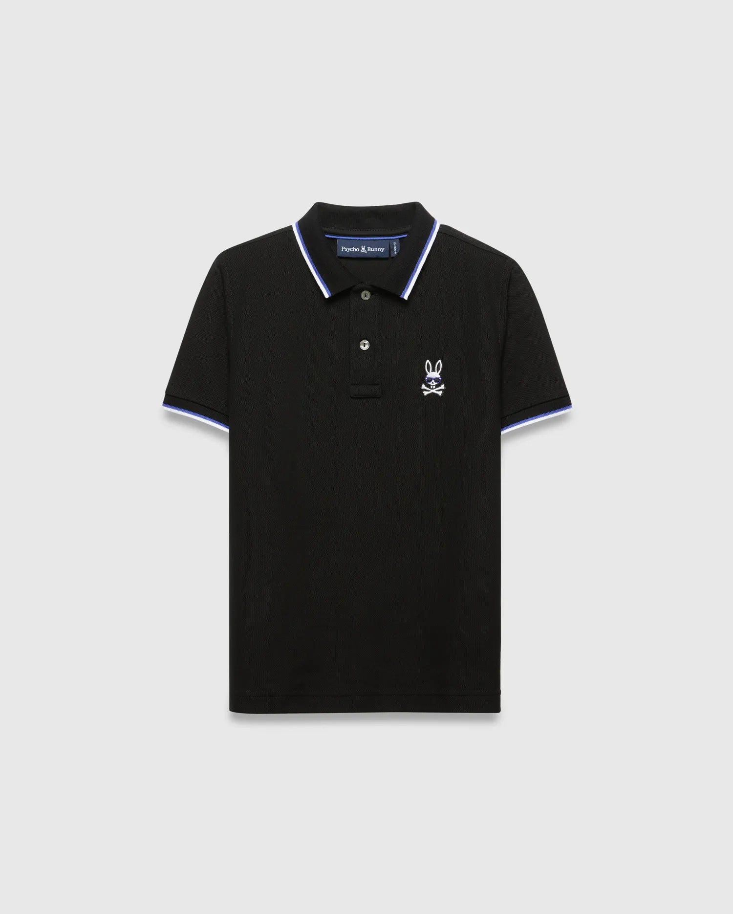 Psycho Bunny Kids Polo Shirts Sunny Pique Polo polo nera in cotone Pima