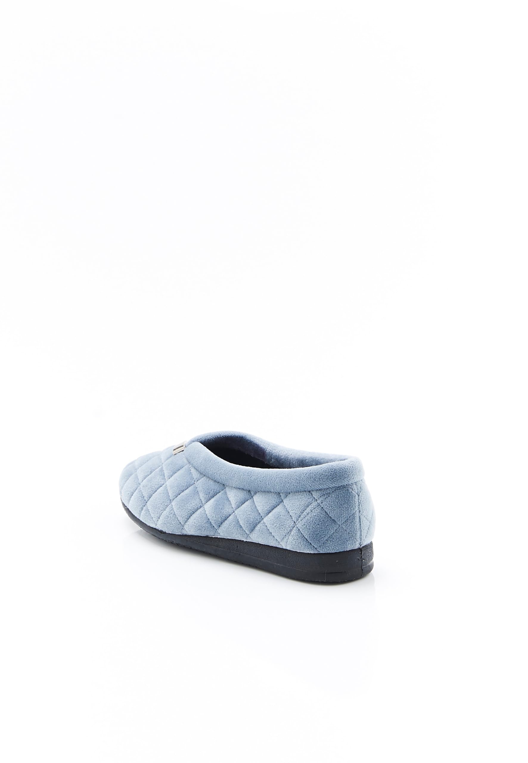 Damart Calzature pantofole da donna in velluto trapuntato blu