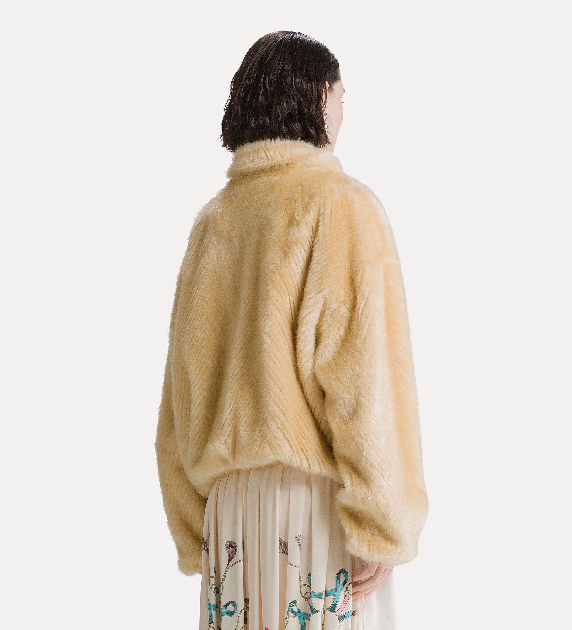 Forte giacche faux fur bomber jacket bomber giallo oro motivo chevron