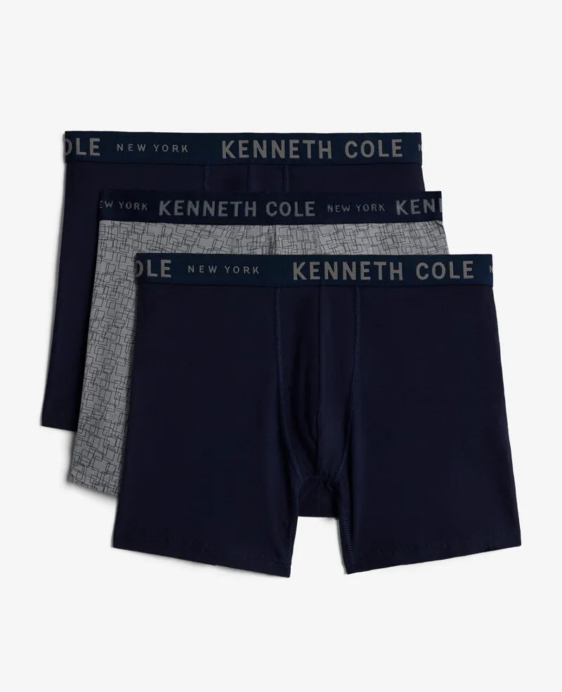 Kenneth Cole Reaction Clothing Cotton Modal Stretch Boxer Brief 3-Pack boxer blu 3 pezzi