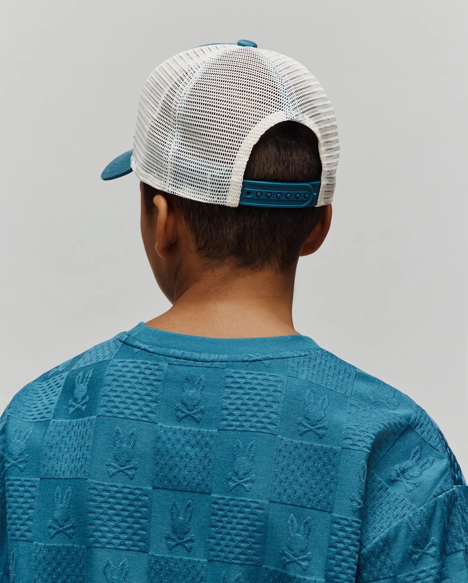 Psycho Bunny Kids Accessories Adamo Trucker cappellino blu Mallard snapback