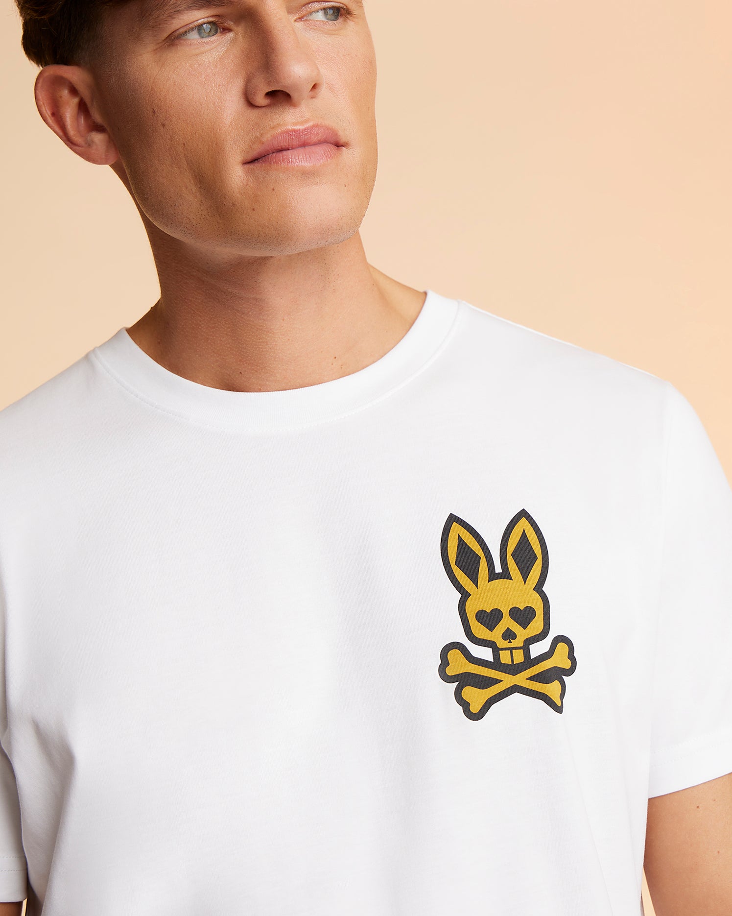 Psycho Bunny Men's Tees Vegas City Tee B6U967X1PC T-shirt bianca in cotone Pima