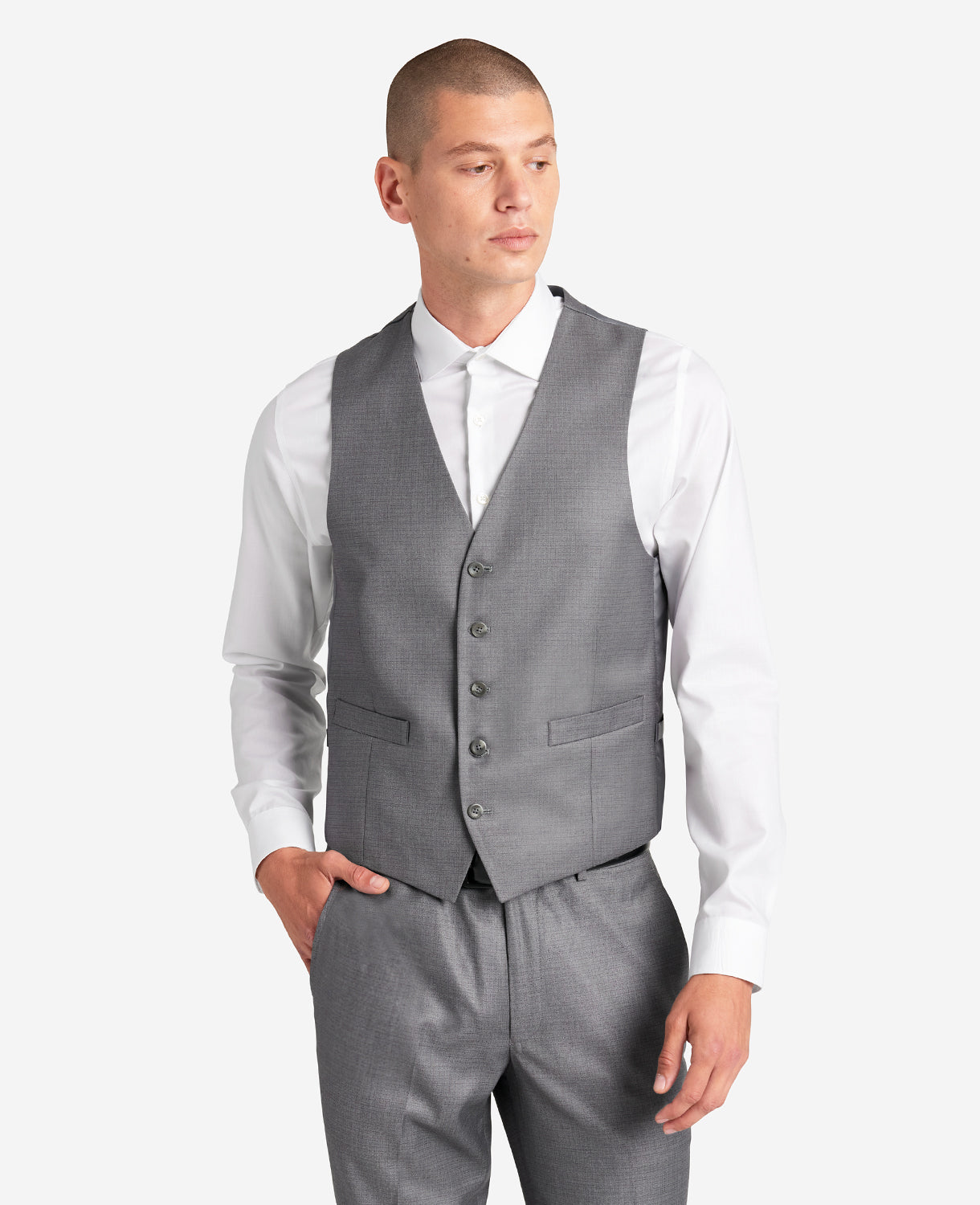 Kenneth Cole Reaction Clothing Ready Flex Slim-Fit Suit Separate Vest gilet grigio chiaro elasticizzato