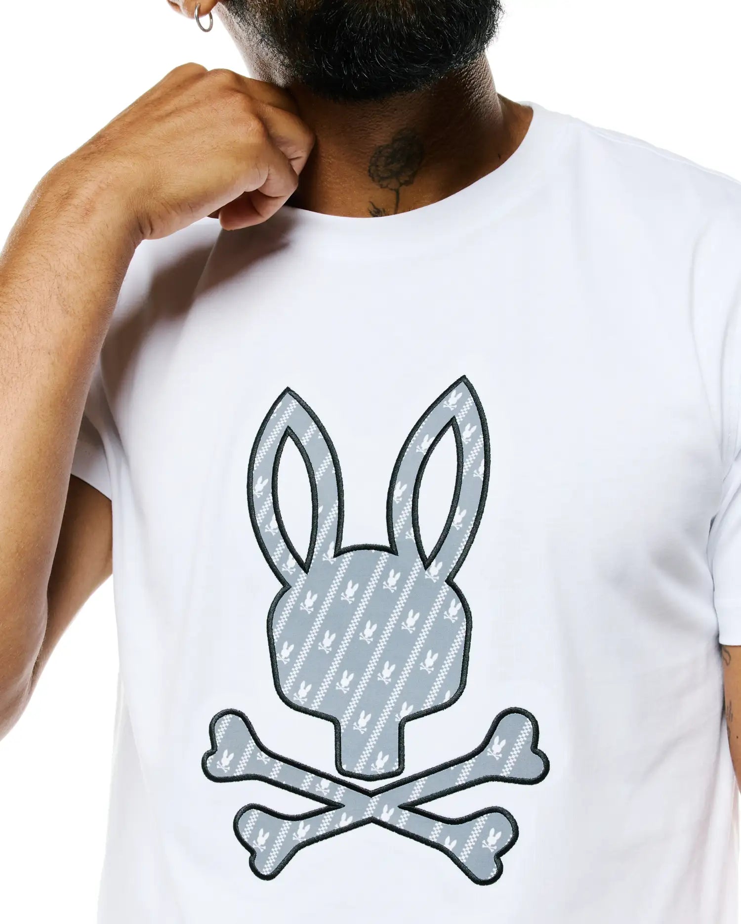 Psycho Bunny Men's Tees Jaden Appliqué Graphic Tee MT0200361 t-shirt bianca