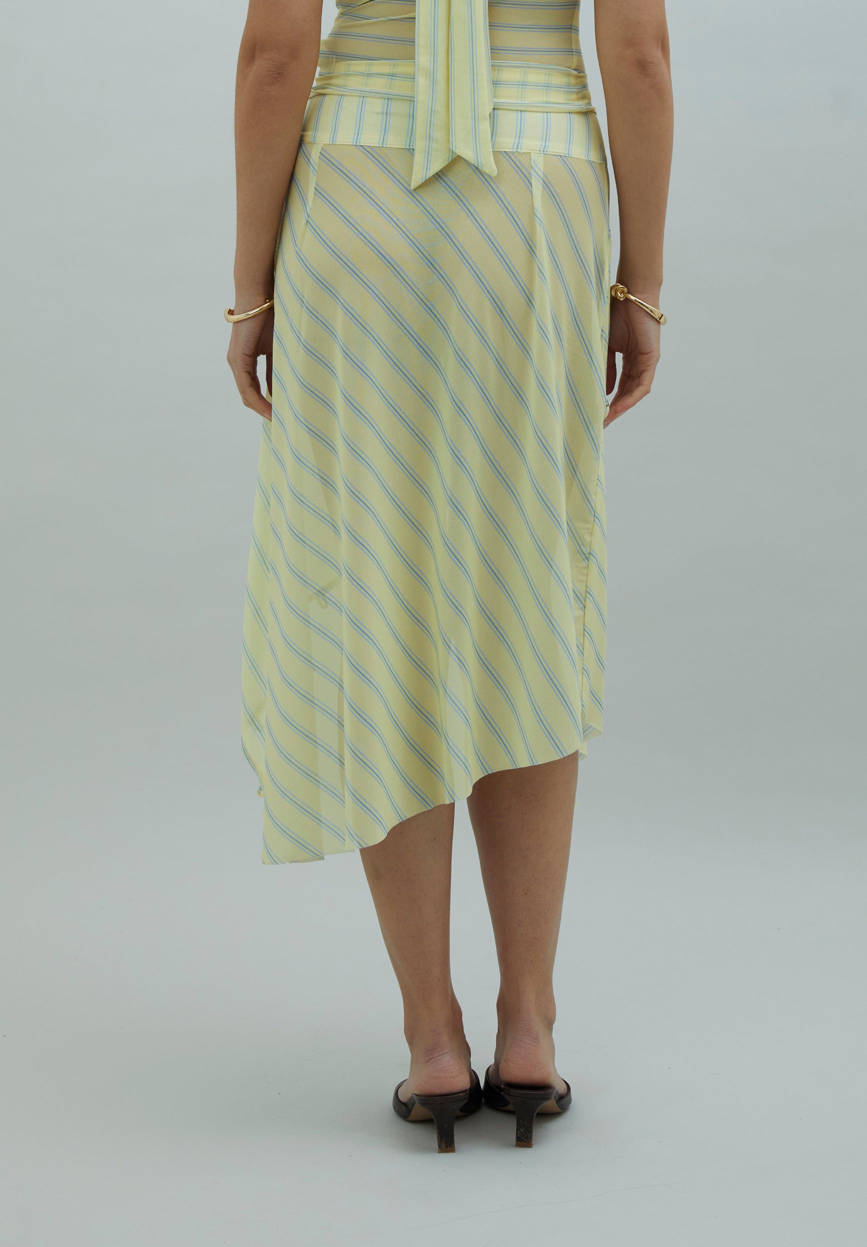 House Of Sunny Women's Skirts Striped Mesh Asymmetric Skirt gonna a righe UK 6–18 mesh