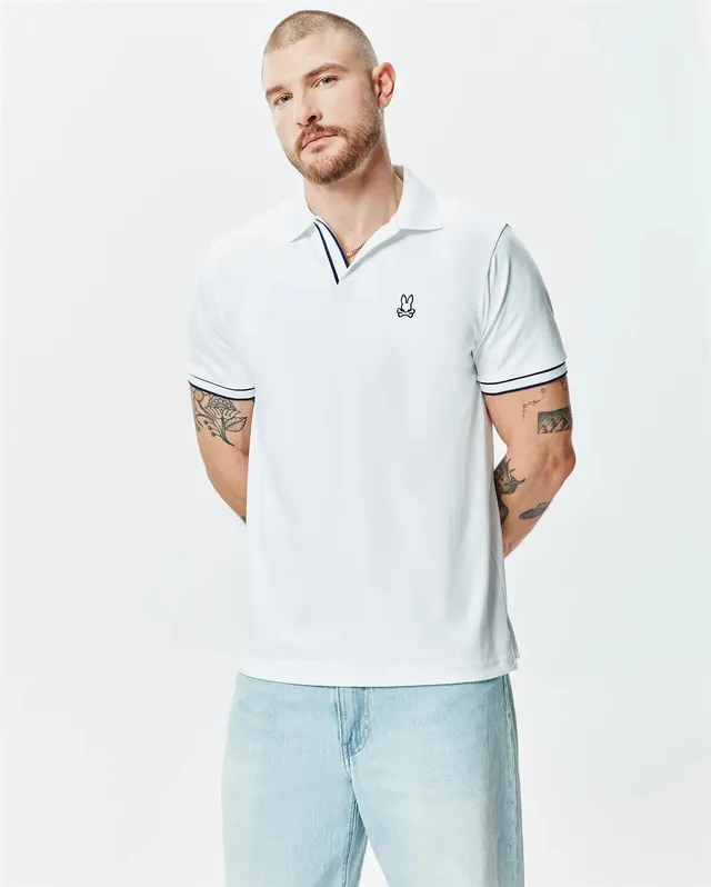 Psycho Bunny Men's Polos MENS NASSER POLO - MT0100301 polo bianca in cotone Pima
