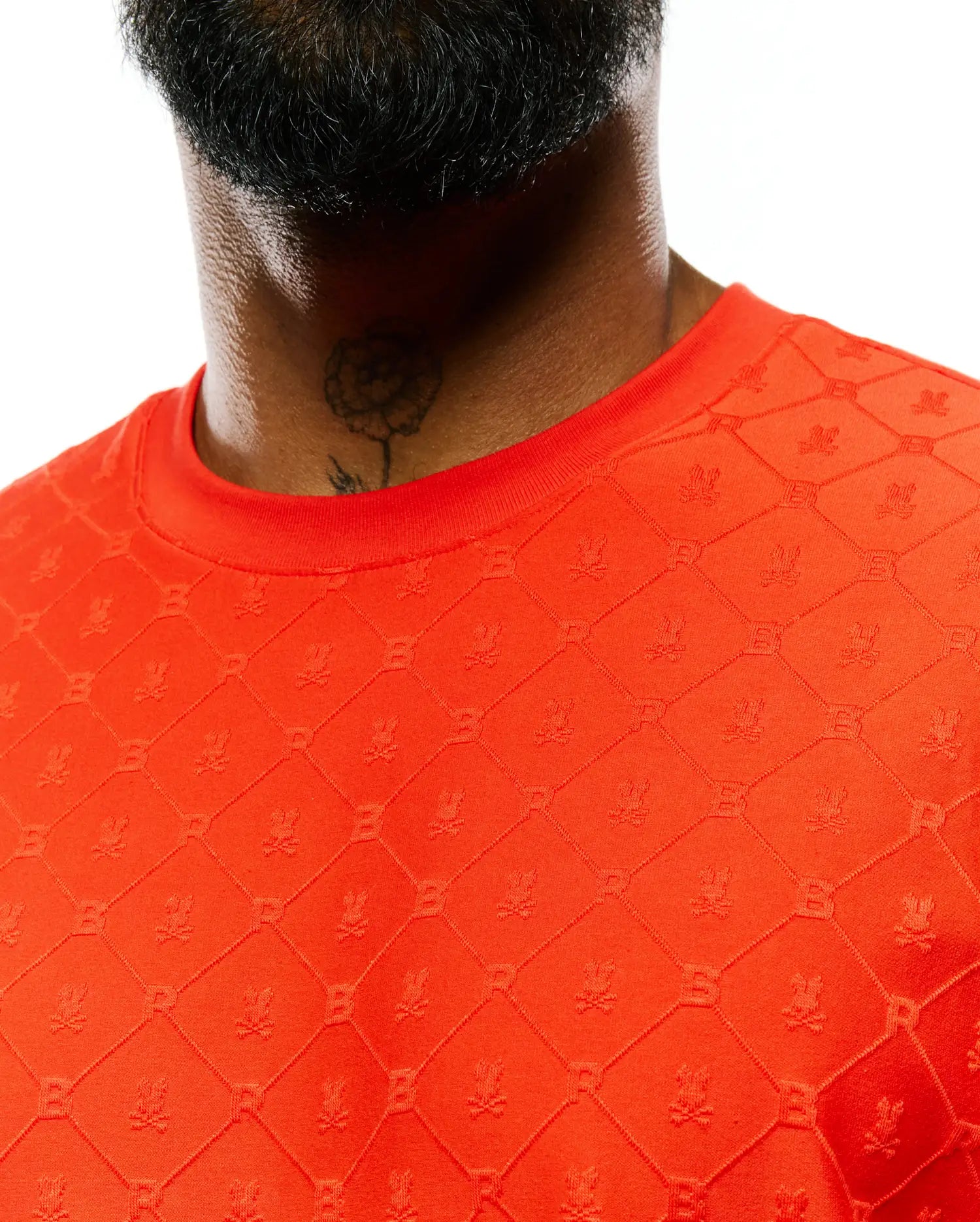 Psycho Bunny Men's Tees Garry Jacquard Oversized-Fit Tee t-shirt Fiery Red