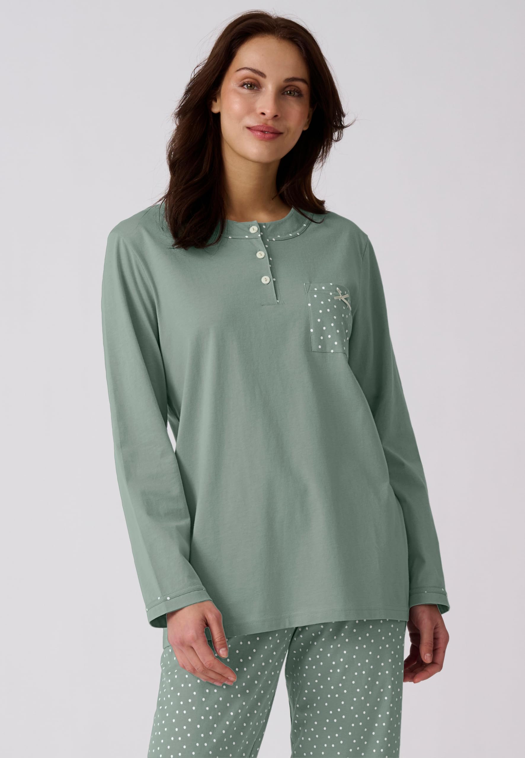 Damart Homewear pigiama donna cotone biologico taglia S blu verde piselli