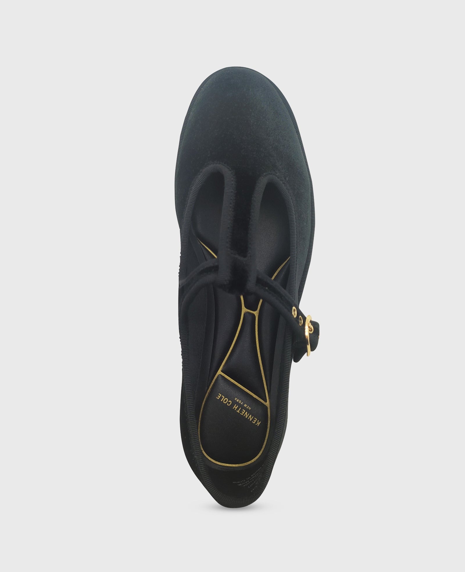 Kenneth Cole Reaction Shoes Verona Velvet T-Strap Mary Jane Flat ballerine nere in velluto