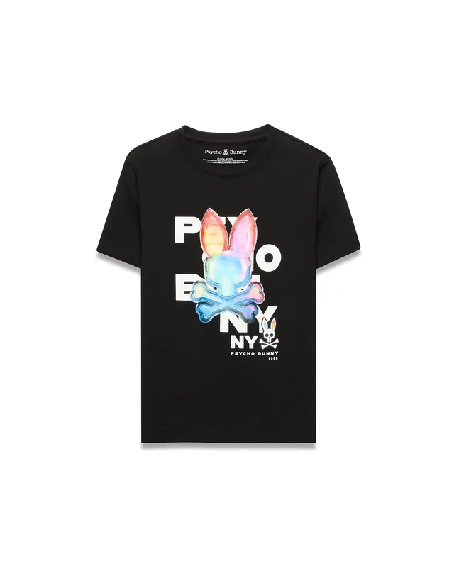 Psycho Bunny Kids Tees KIDS KENJI GRAPHIC TEE KT0200315 maglietta nera in cotone Pima