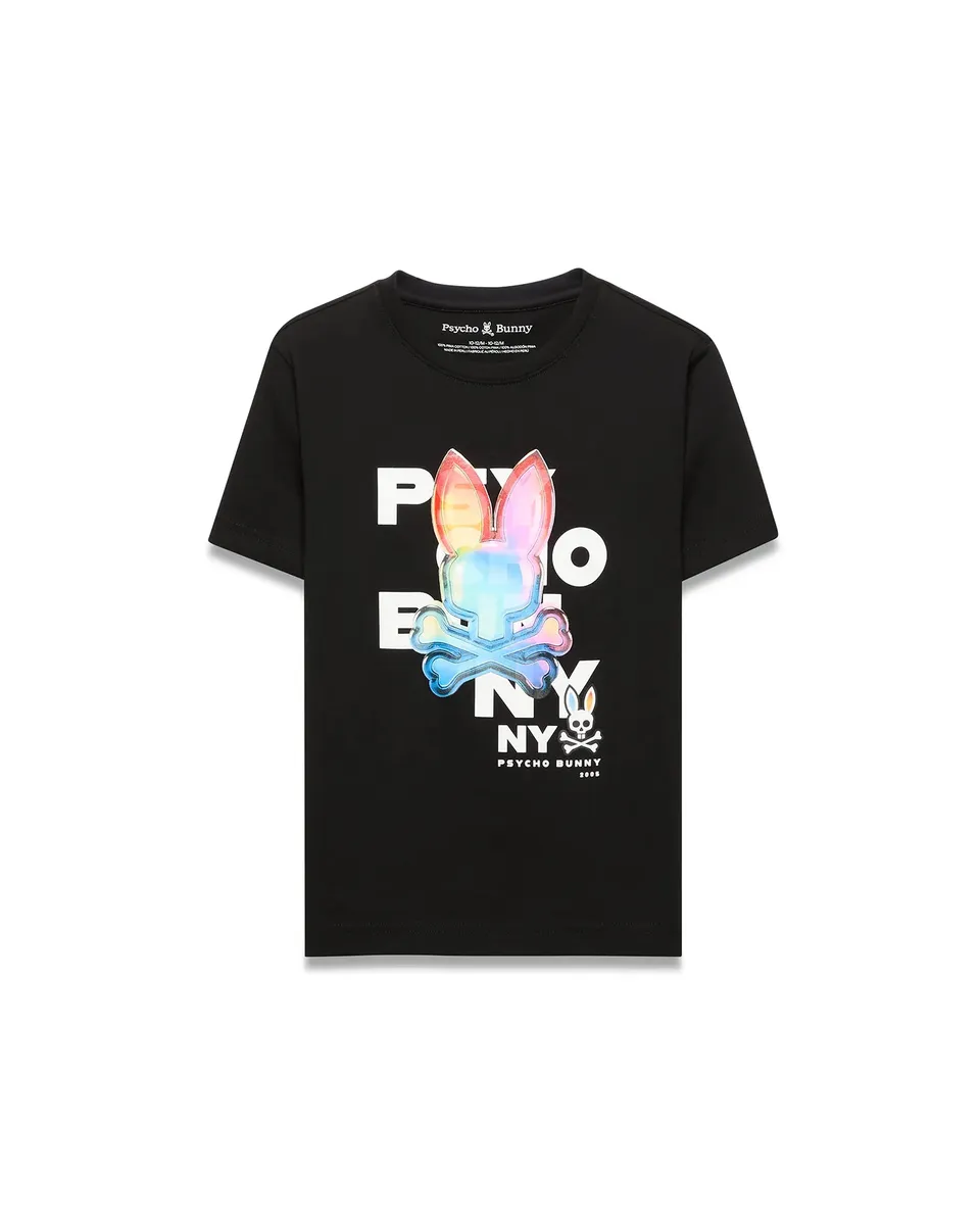 Psycho Bunny Kids Tees KIDS KENJI GRAPHIC TEE KT0200315 maglietta nera in cotone Pima