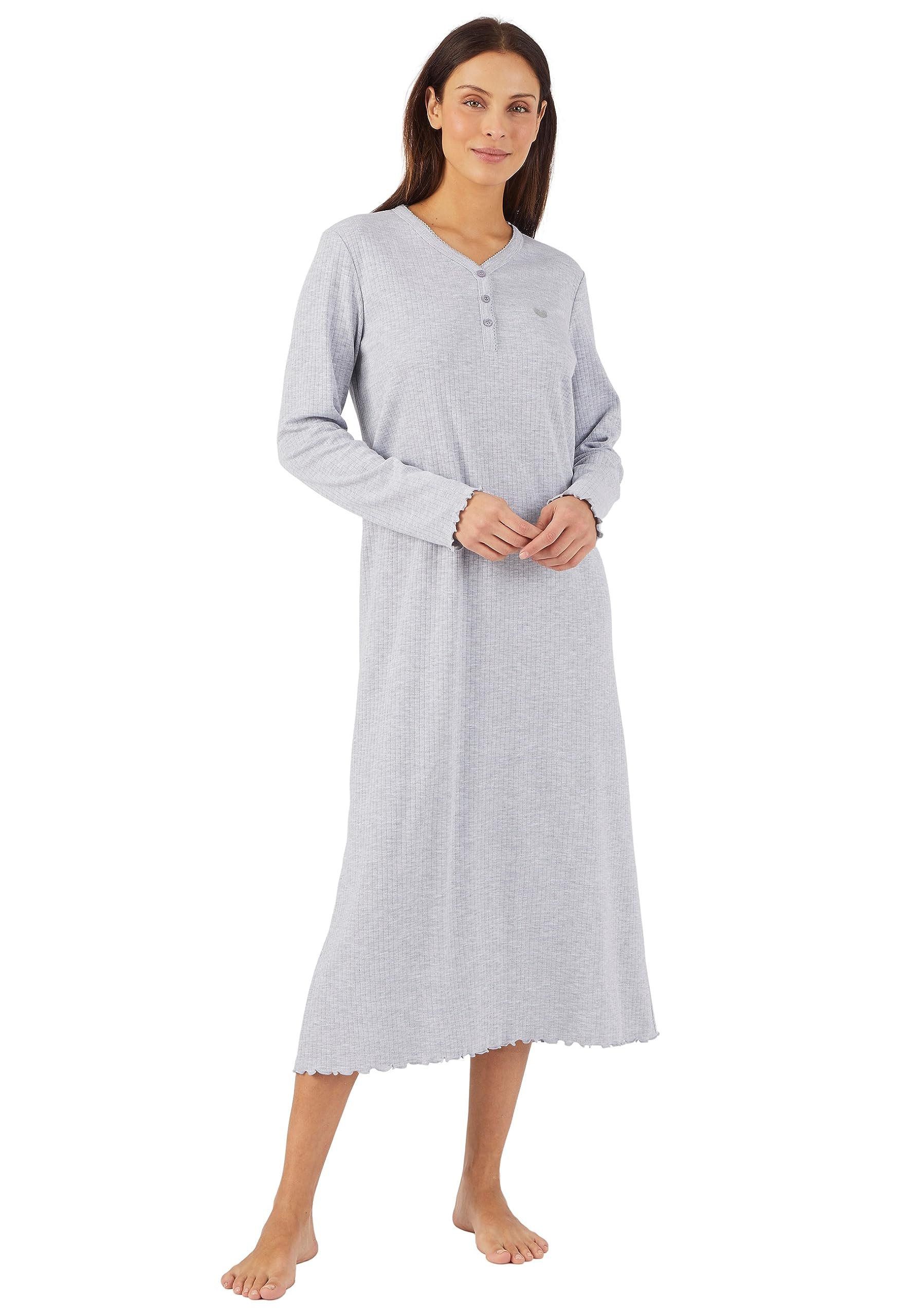 Damart Homewear Camicia da notte in maglia Interlock a costine donna
