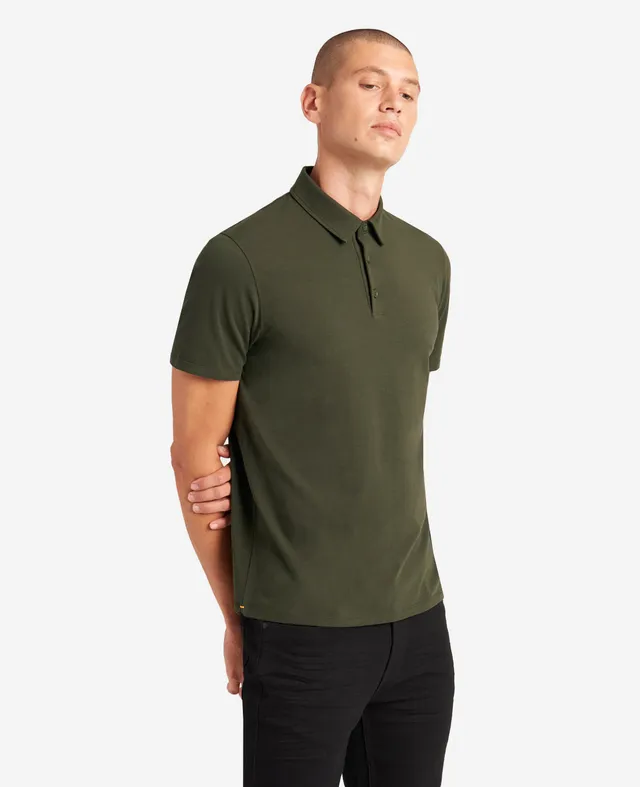 Kenneth Cole Reaction Clothing Performance Button Polo polo verde scuro elasticizzata
