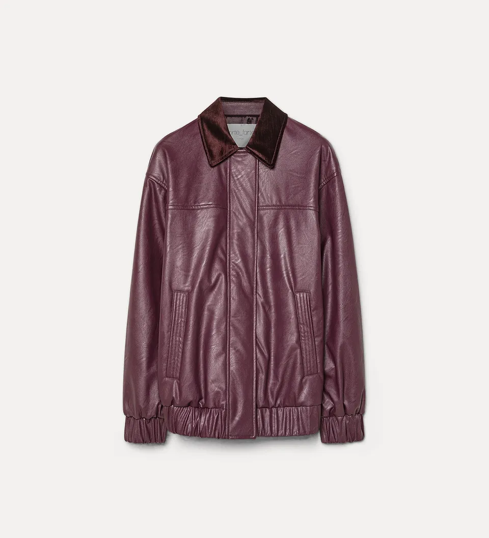 Forte giacche leather-look oversized bomber jacket bomber bordeaux