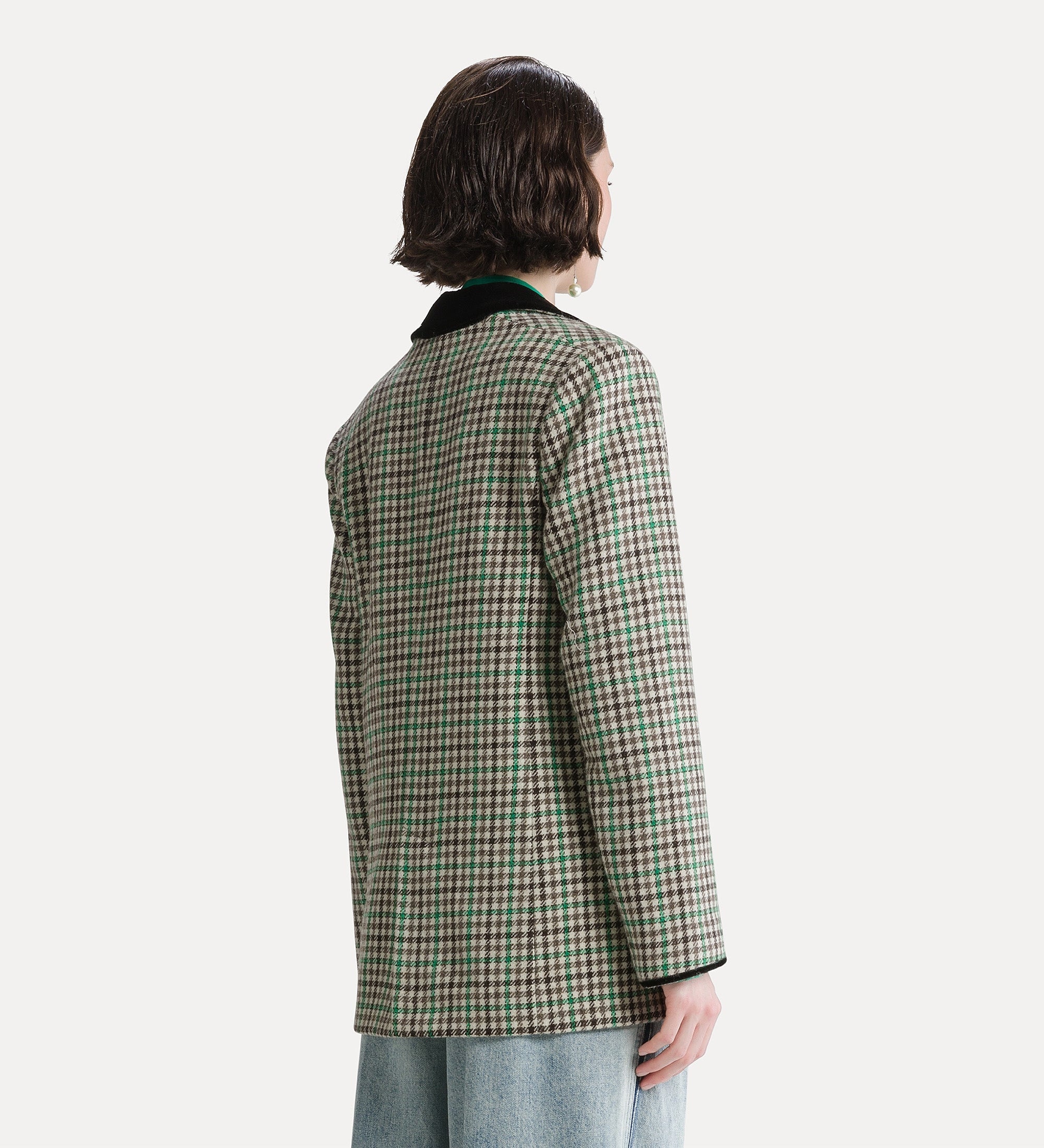 Forte giacche jacket with a british chequered pattern royal verde quadri lana