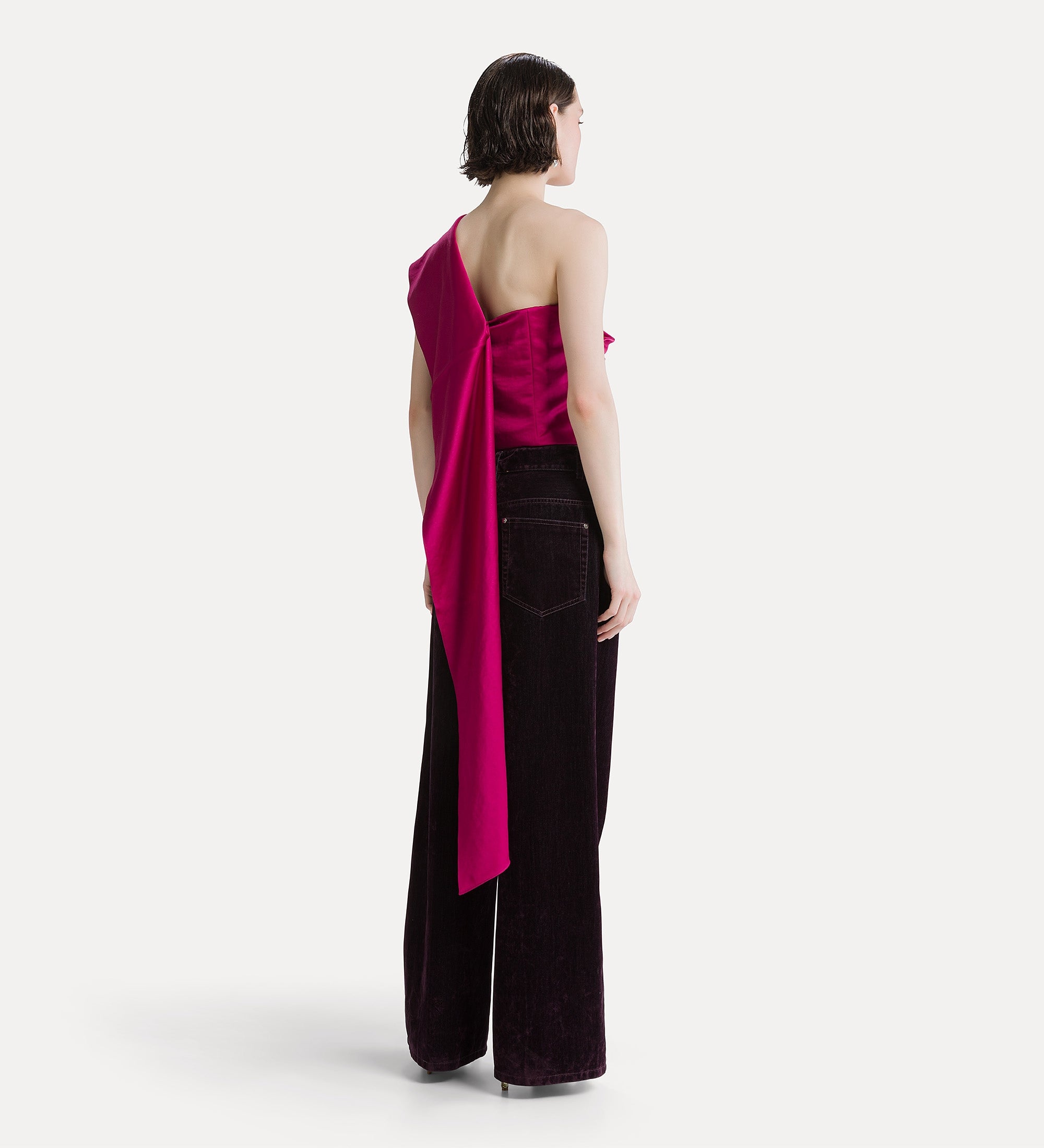 Forte top Duchesse One-Shoulder Top Ruby rosso top monospalla