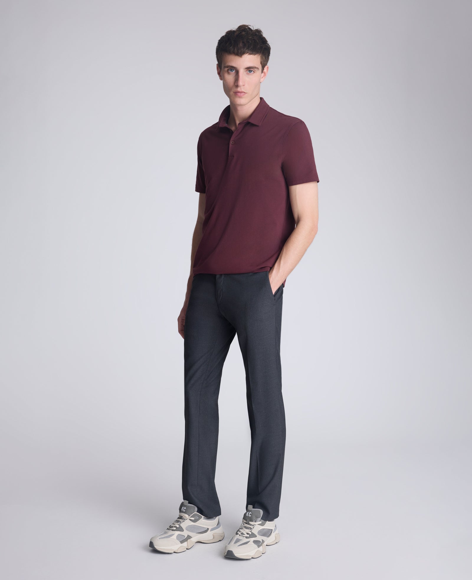 Kenneth Cole Reaction Clothing Performance Button Polo polo rosso mattone elasticizzato