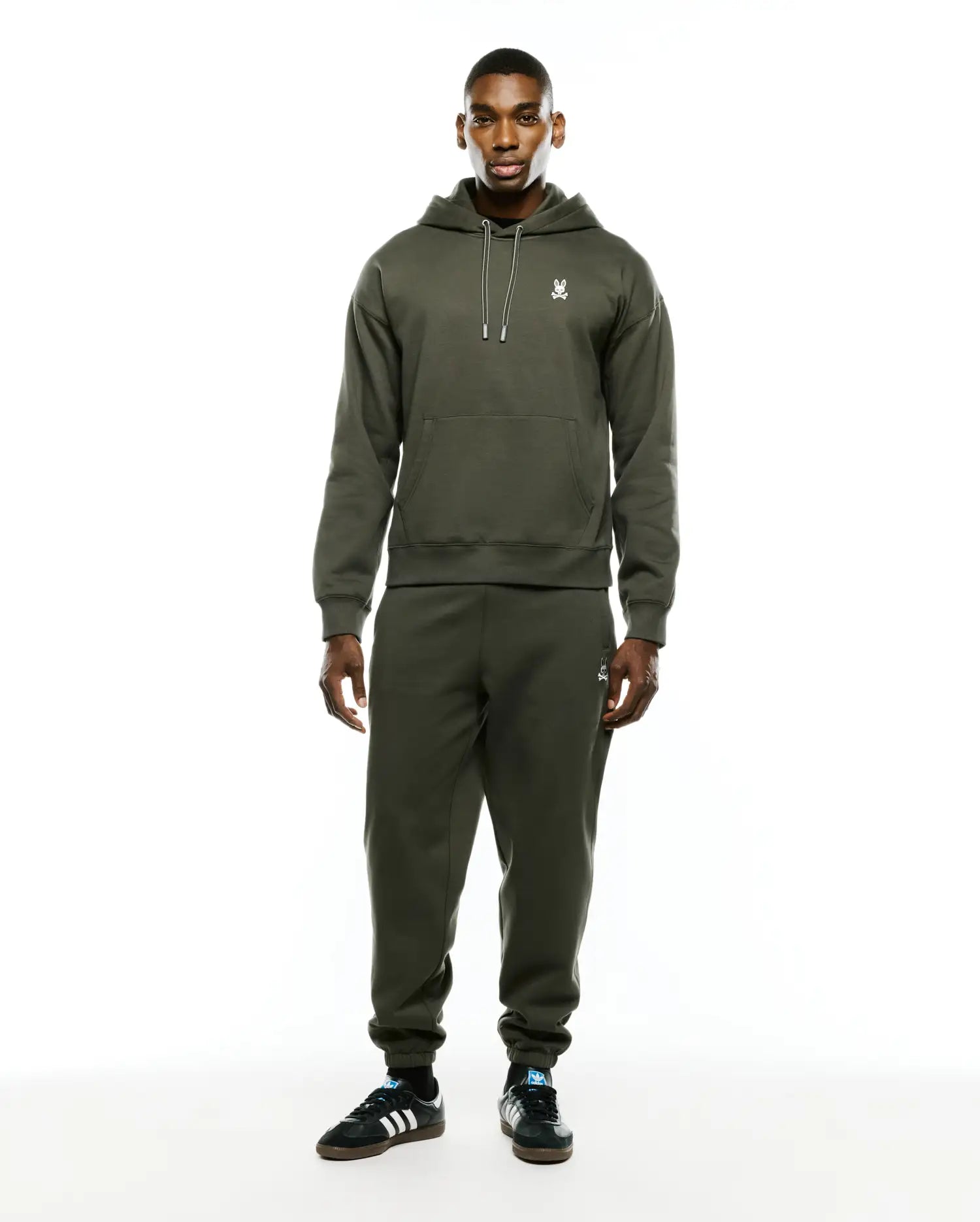 Psycho Bunny Men's Pants Terrence Fleece Joggers pantaloni verde Kambaba in felpa