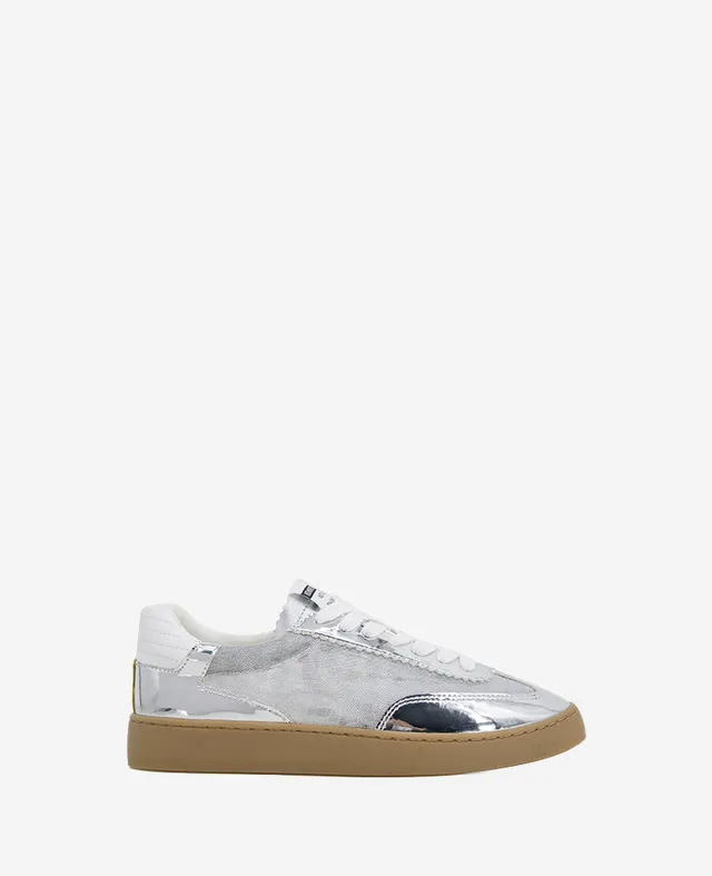Kenneth Cole Reaction Shoes Sam Metallic Leather Mesh sneaker argento