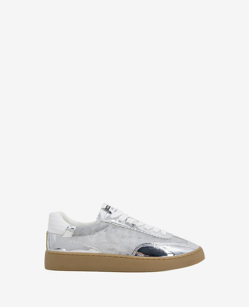 Kenneth Cole Reaction Shoes Sam Metallic Leather Mesh sneaker argento