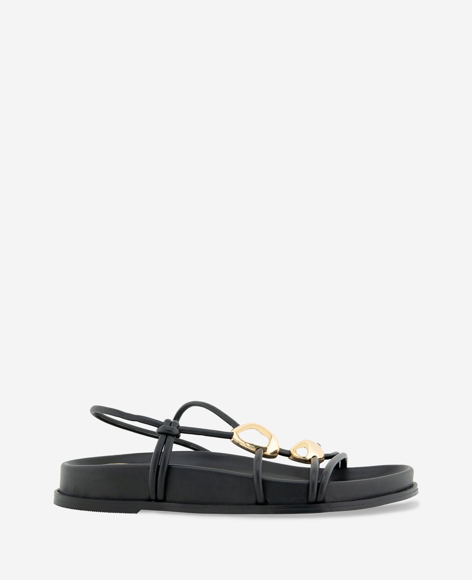 Kenneth Cole Reaction Shoes Vera Strappy Leather Embellished Sandal sandali neri con cinturini decorati