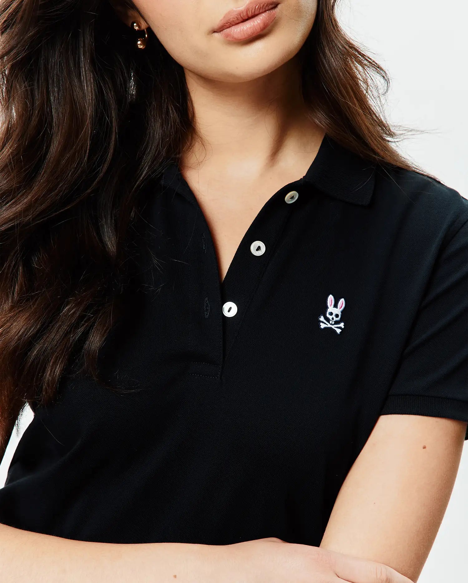 Psycho Bunny Women's Tops Pique Polo WT0100003 polo nera cotone