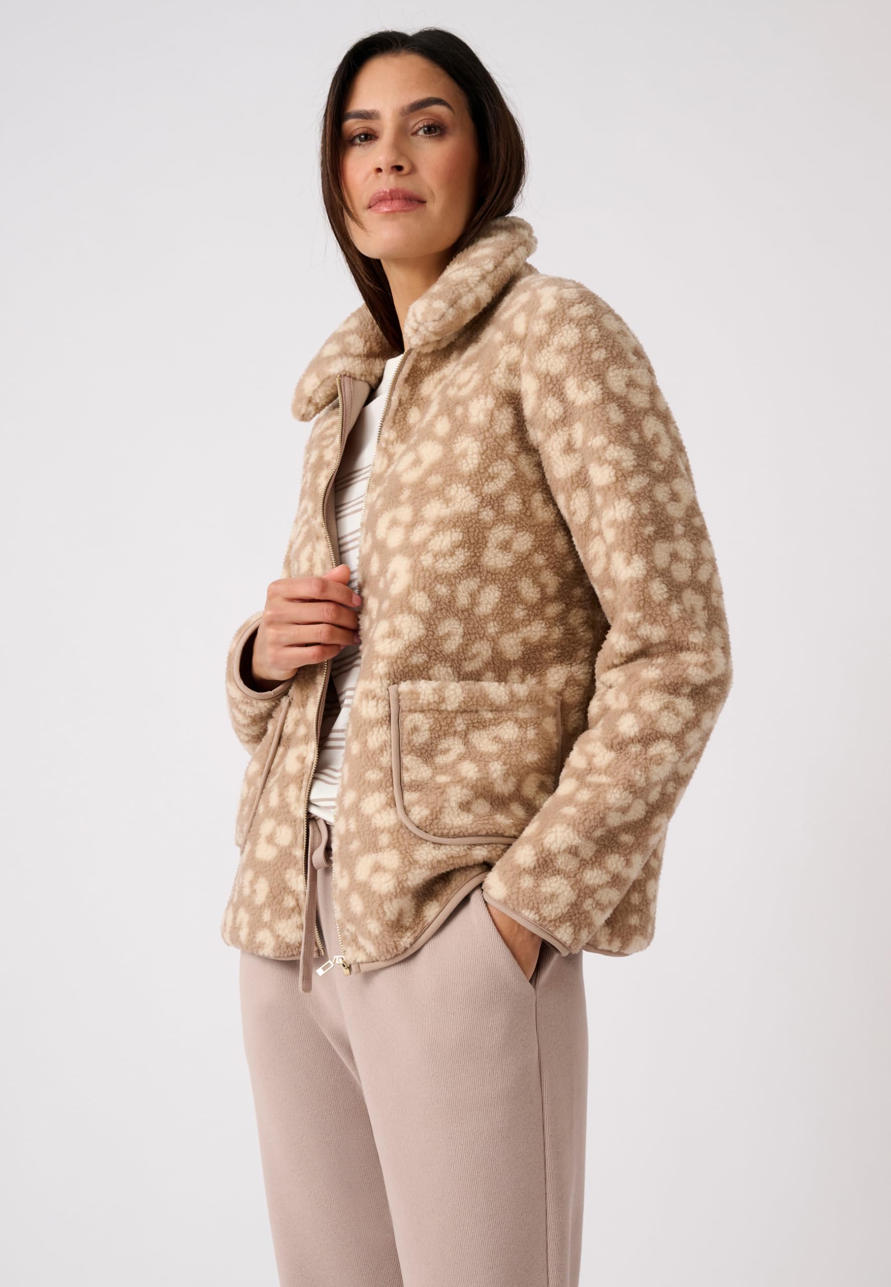 Damart Thermolactyl giacca donna animalier marrone beige
