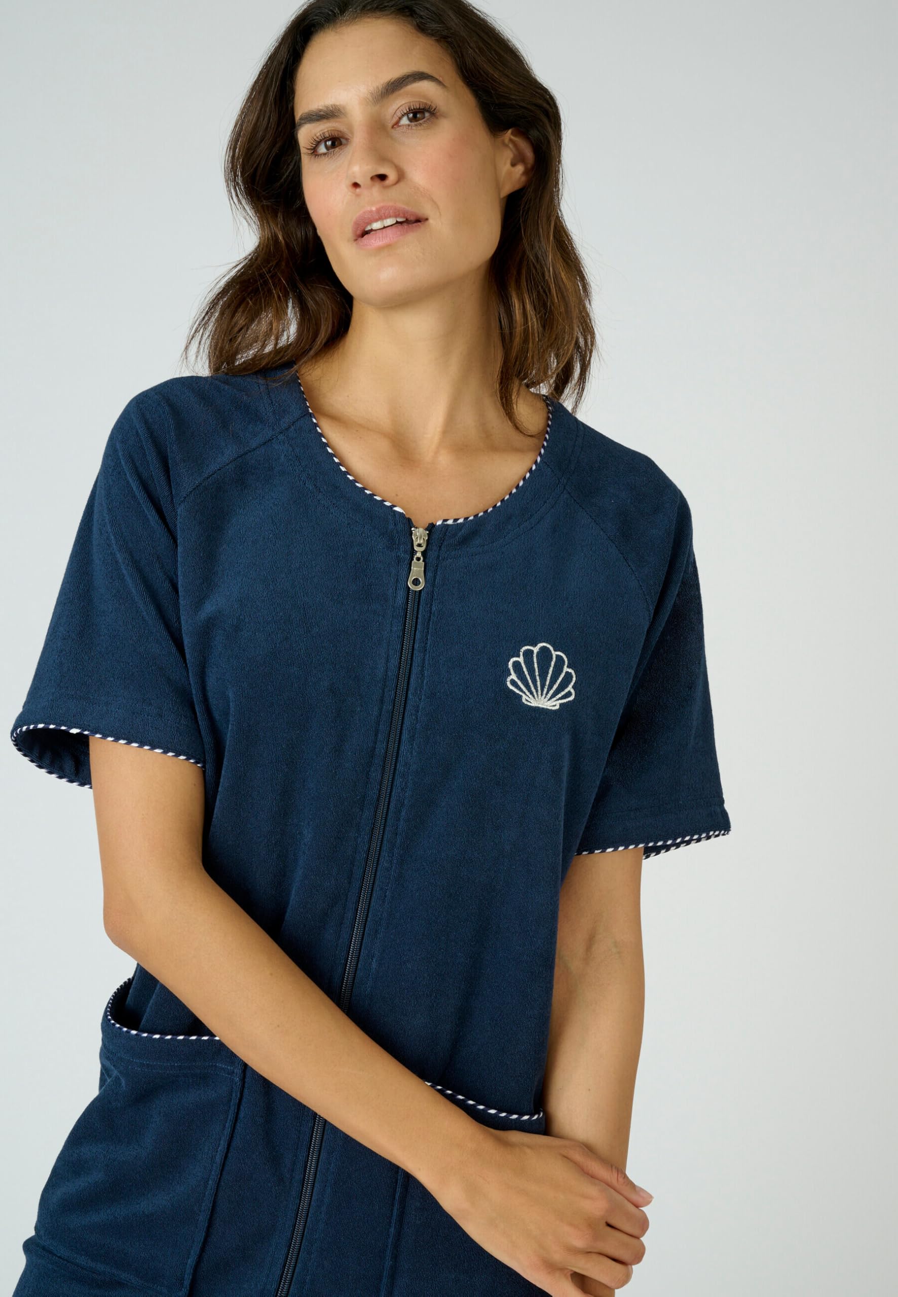 Damart Prêt-à-porter Damart - Vestito rilassante spugna Donna abito blu con zip