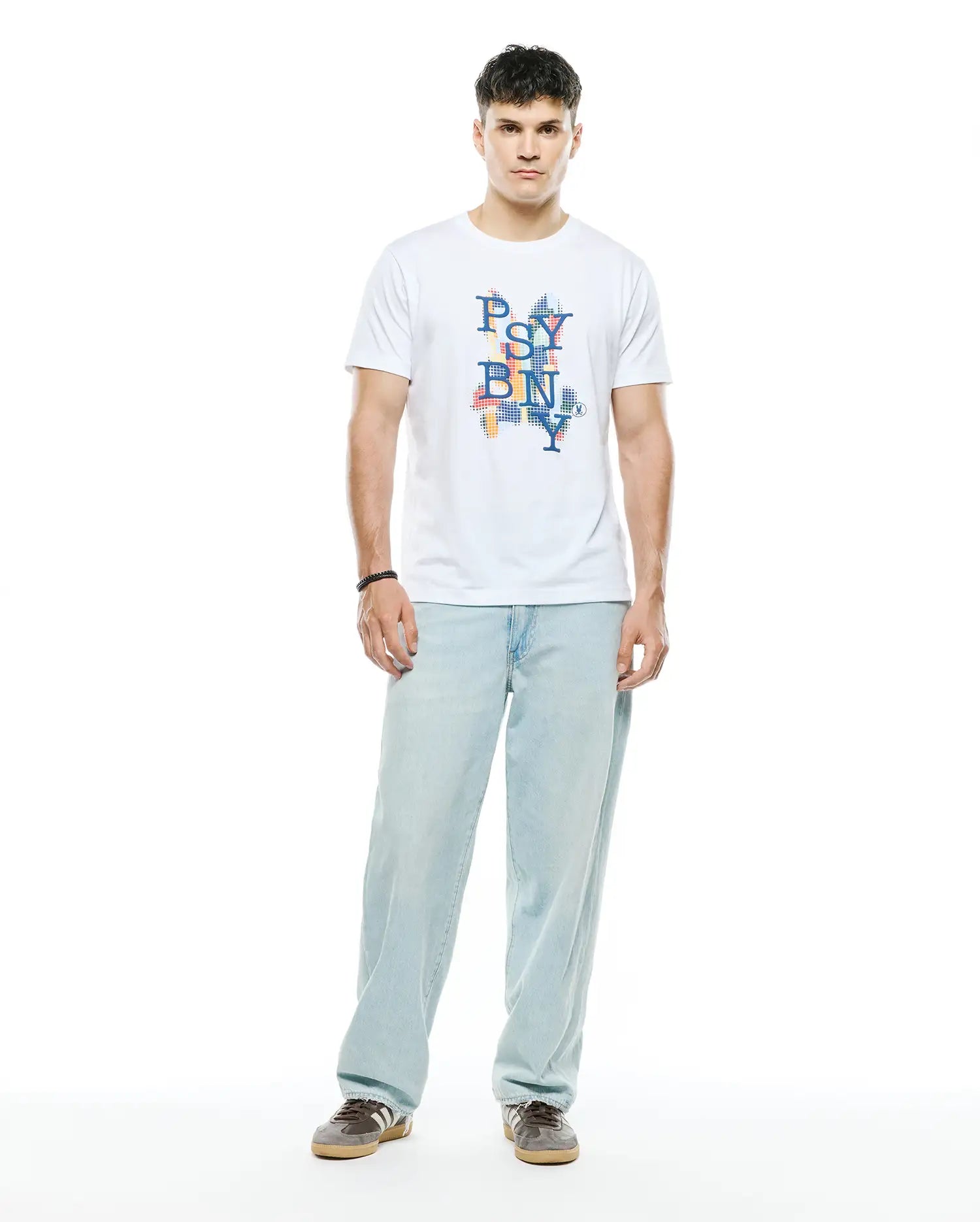 Psycho Bunny Men's Tees Wes Pima Cotton Graphic Tee MT0200397 maglietta bianca Pima