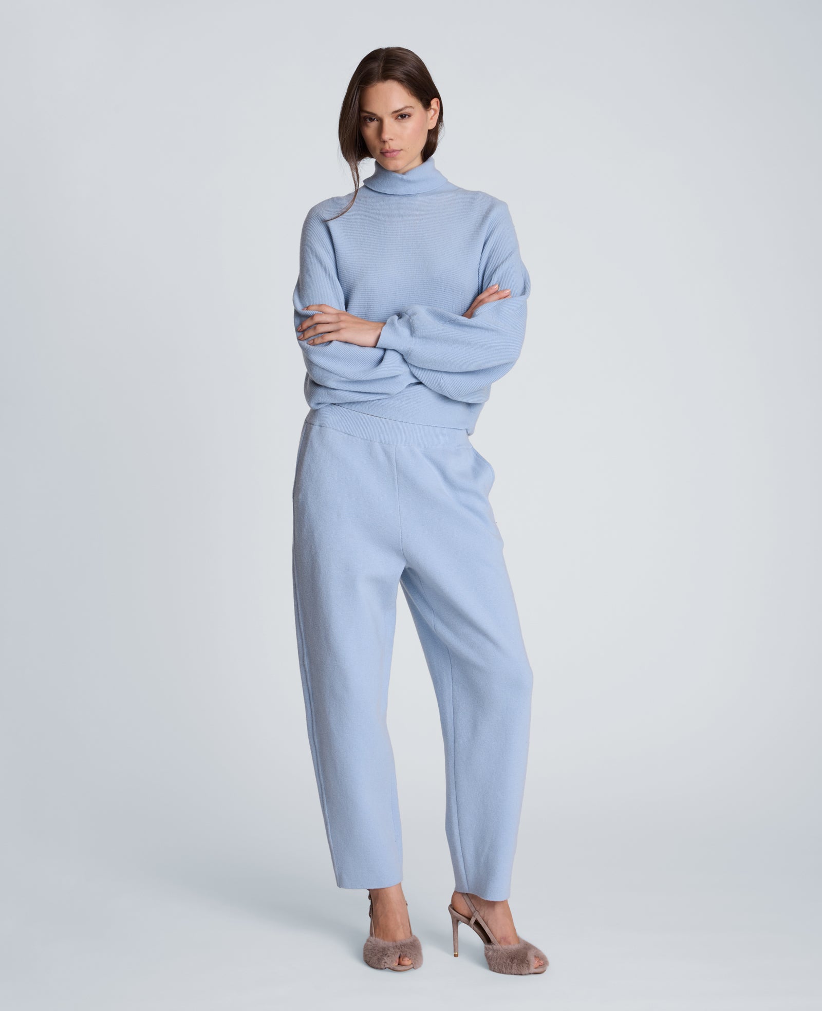 Kenneth Cole Reaction Clothing Barrel Leg Sweater Pull On Pant pantaloni blu in maglia