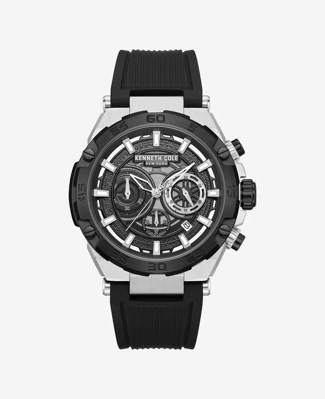 Kenneth Cole Reaction Watches Chronograph Sport Silicone Strap Watch orologio cronografo uomo nero