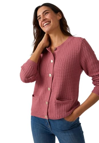 Damart Prêt-à-porter cardigan donna marrone beige a righe in cotone