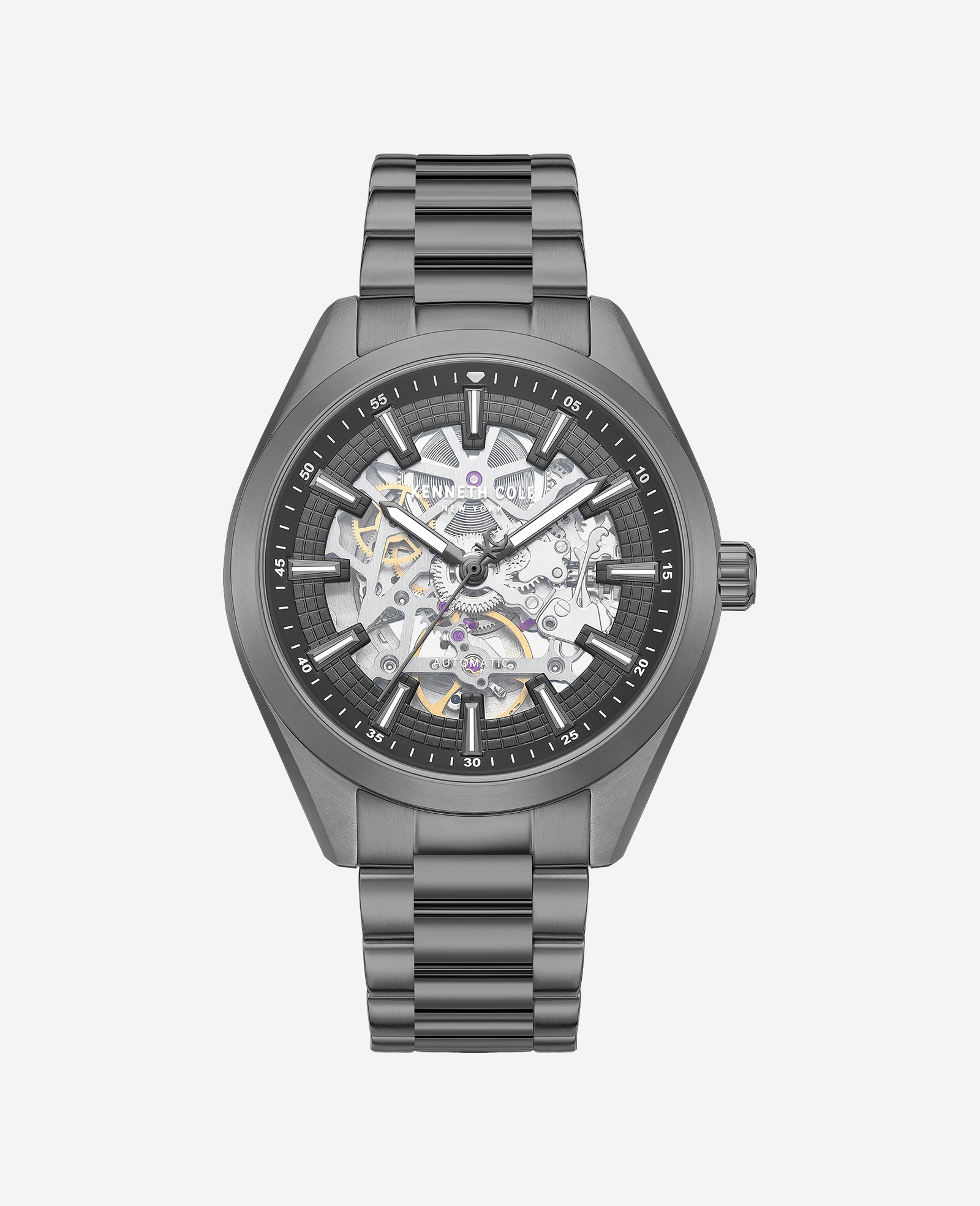 Kenneth Cole Reaction Watches Skeleton Automatic Bracelet Watch Orologio Uomo Grigio 5 ATM