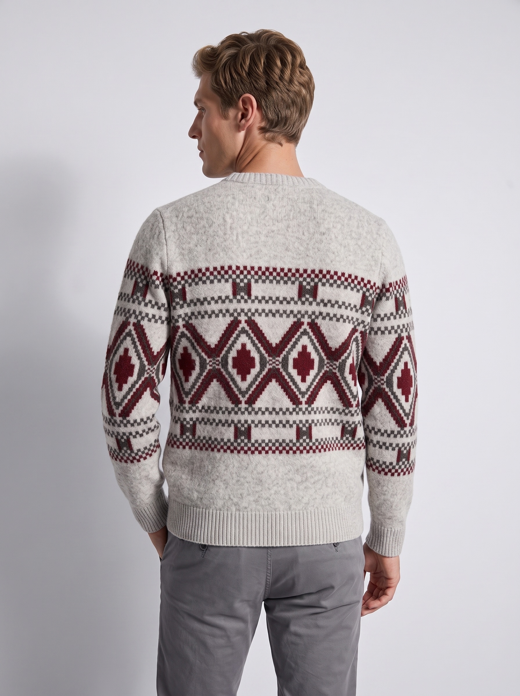 Markup Uomo Maglieria Maglione Girocollo Jacquard Etnico