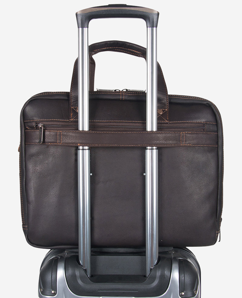 Kenneth Cole Reaction Bags Colombian Leather Top Zip Messenger Bag borsa marrone pelle