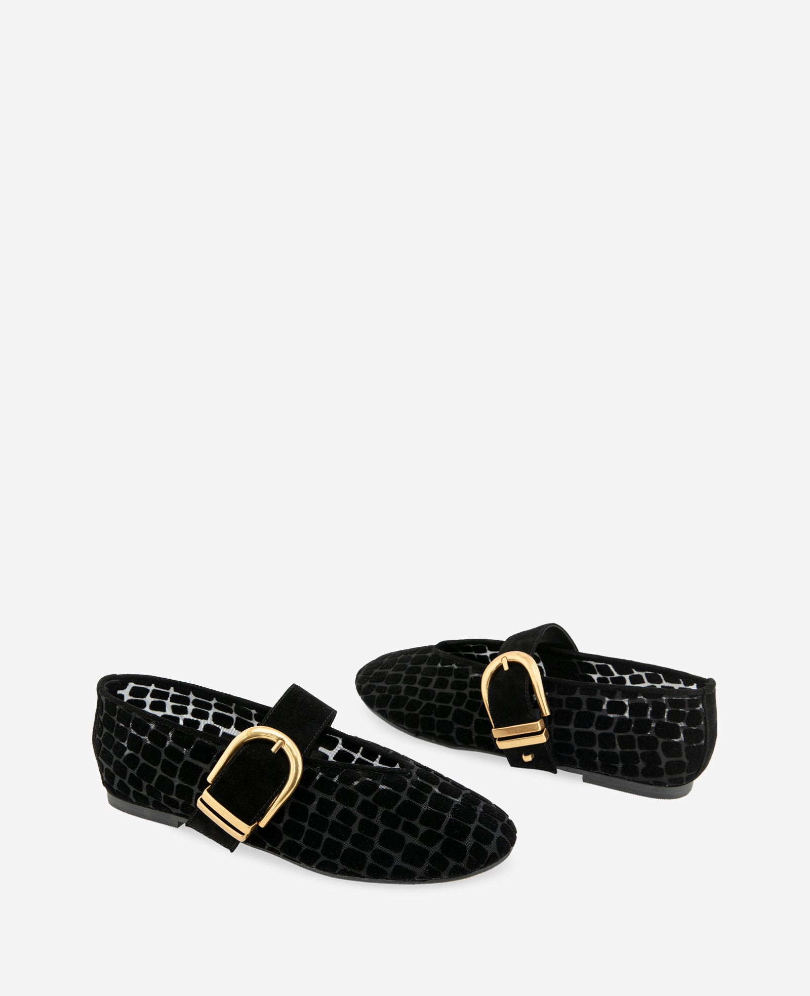 Kenneth Cole Reaction Tamarra Suede Ballet Flat ballerine nere in rete