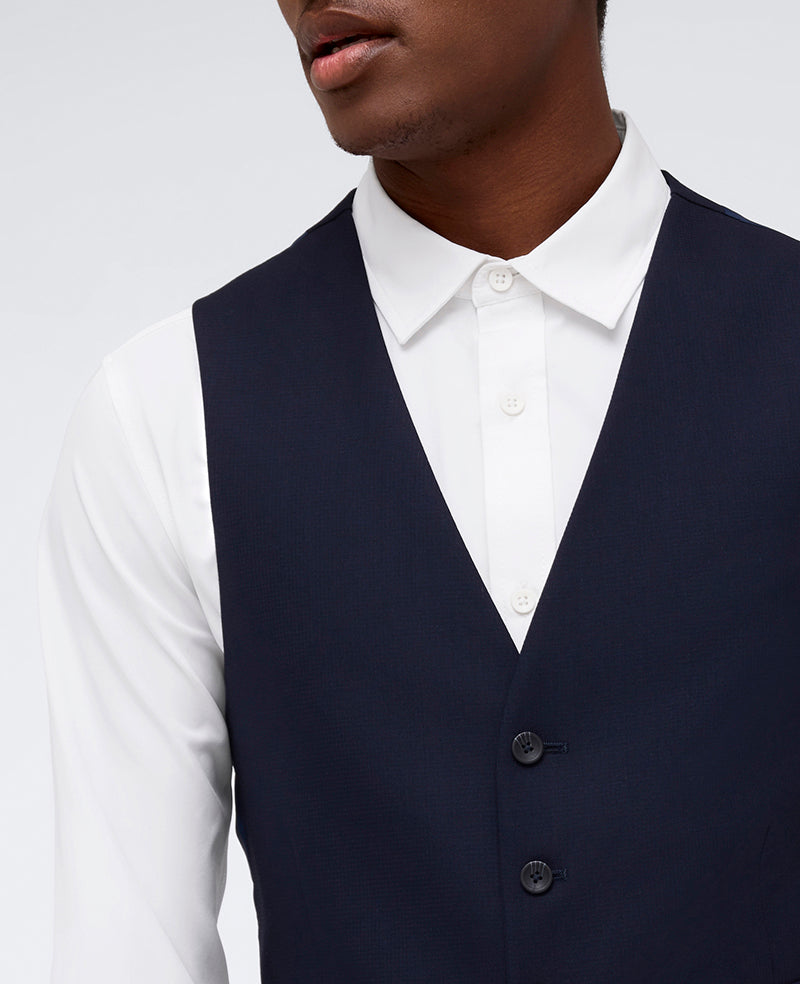 Kenneth Cole Reaction Ready Flex Slim-Fit Suit Separate gilet blu navy elasticizzato