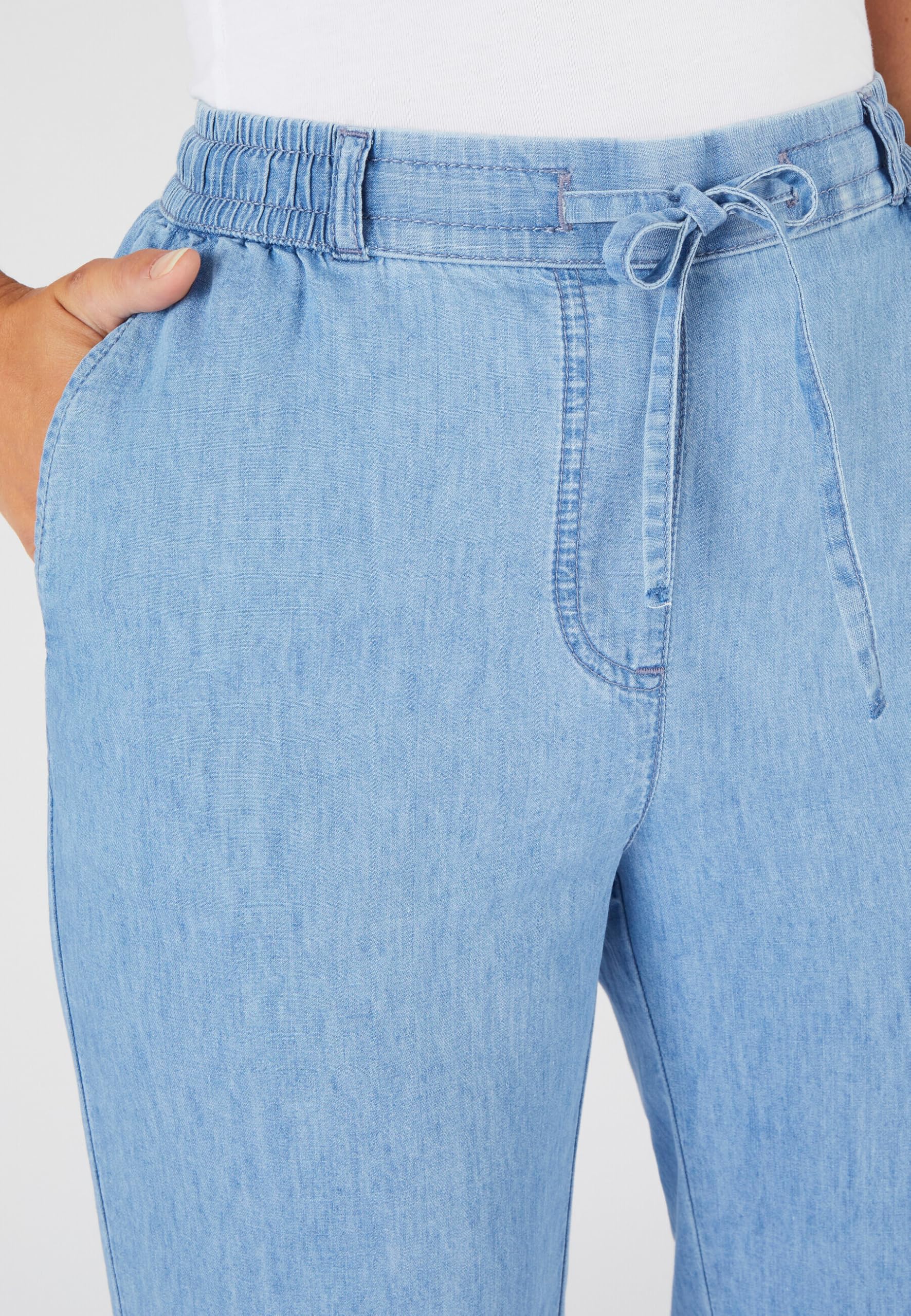 Damart Prêt-à-porter Pantaloni Chambray donna blu denim pastello 46 elasticizzati