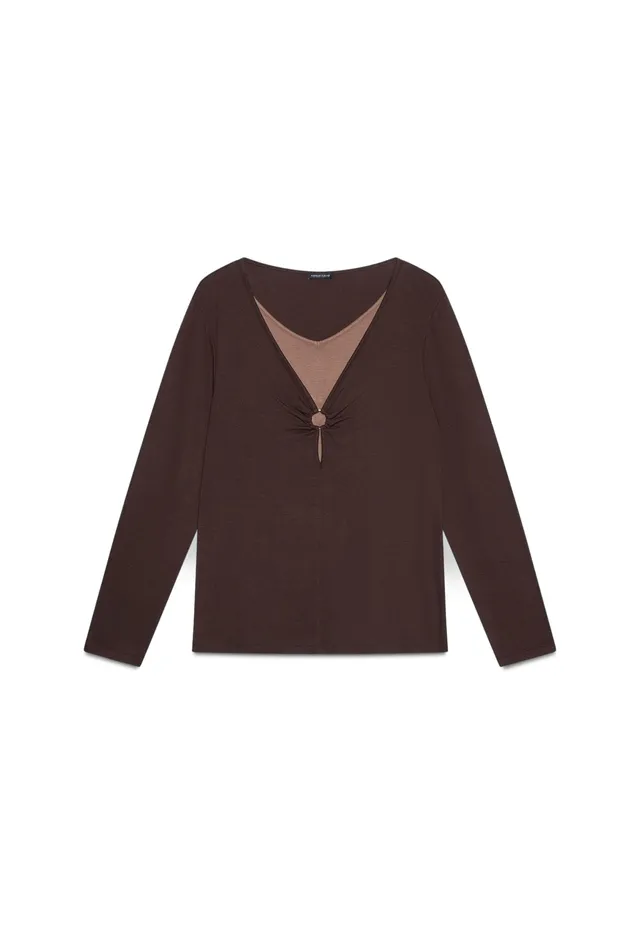 Fiorella Rubino Top e t-shirt T-Shirt bimaterica XS Plus scollo a V