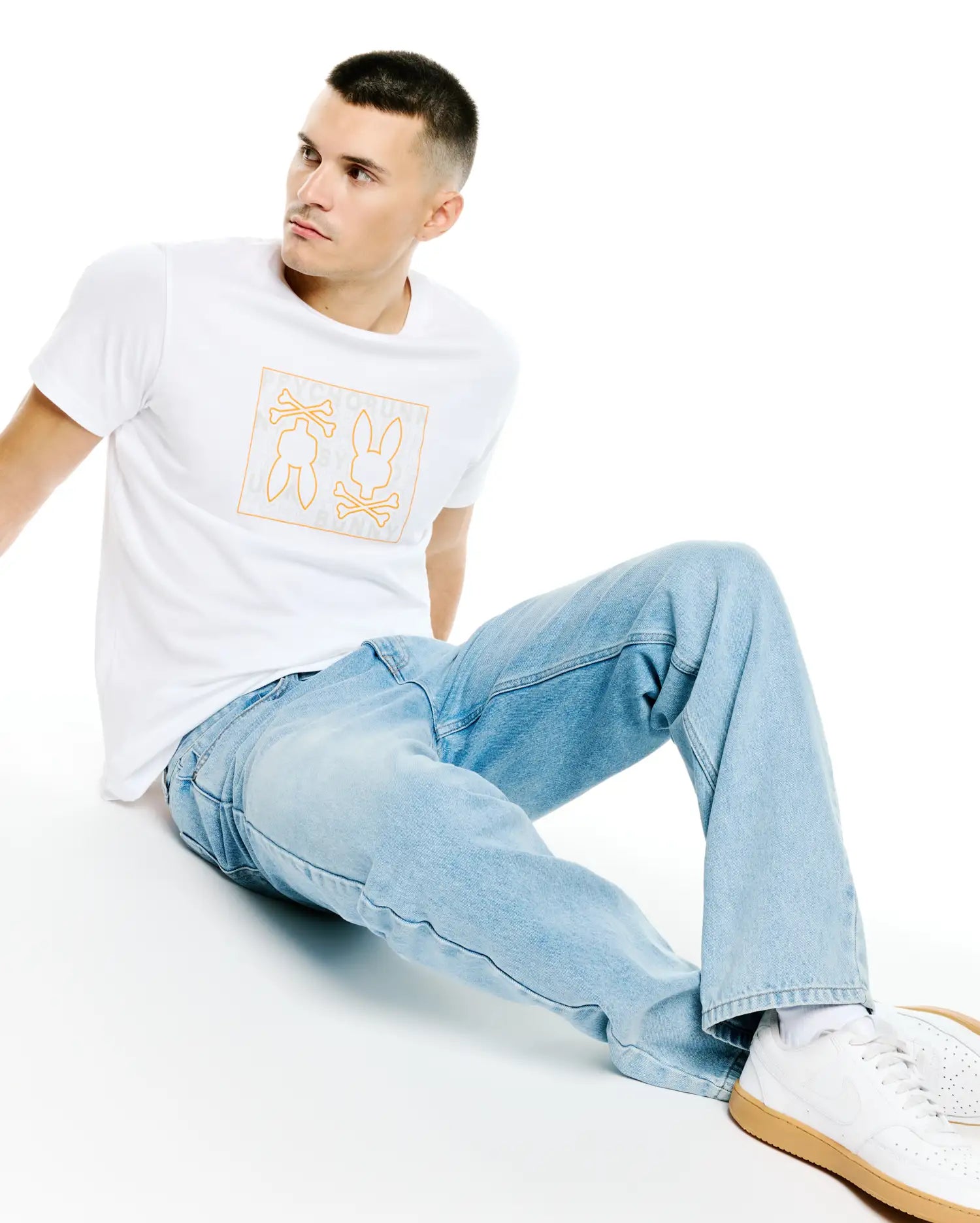 Psycho Bunny Men's Tees Gold Coast Pima Cotton Graphic Tee t-shirt bianca